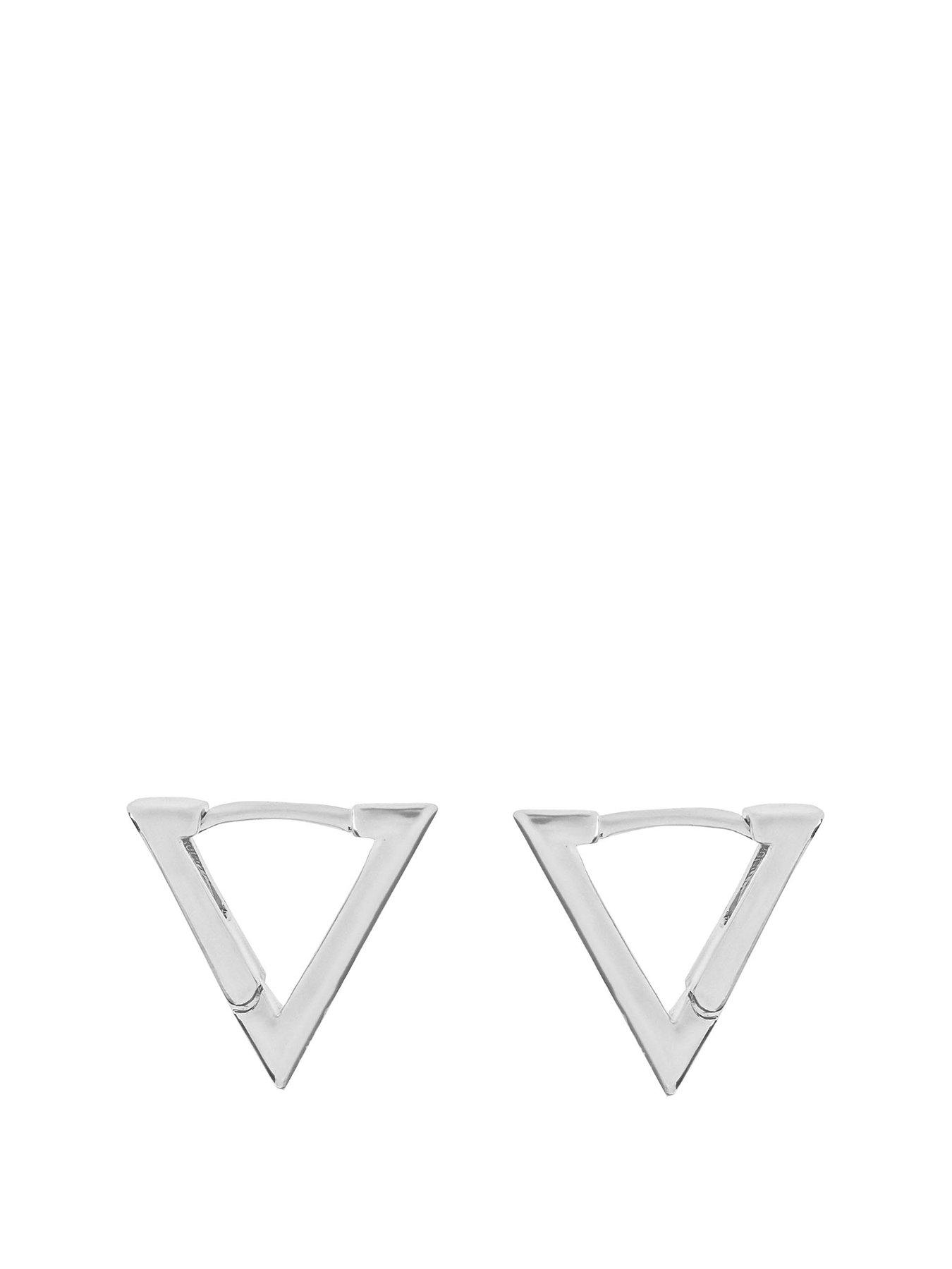 the-love-collection-silver-colour-triangle-huggie-hoops