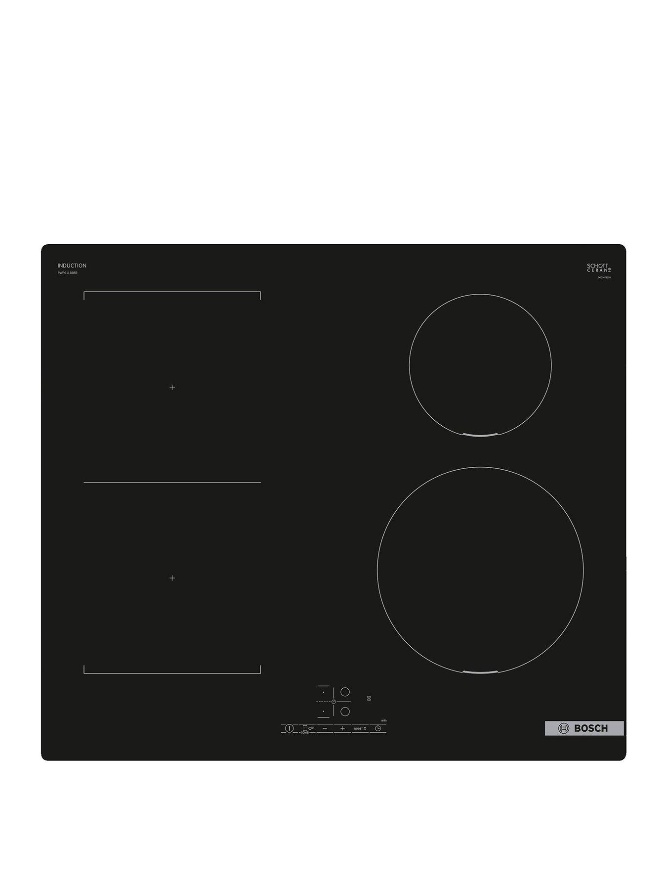 Image 1 of 7 of Bosch Series 4 PWP611BB5B 60cm Induction Hob - Touch Control, 4 Zones, CombiZone, Frameless - Black