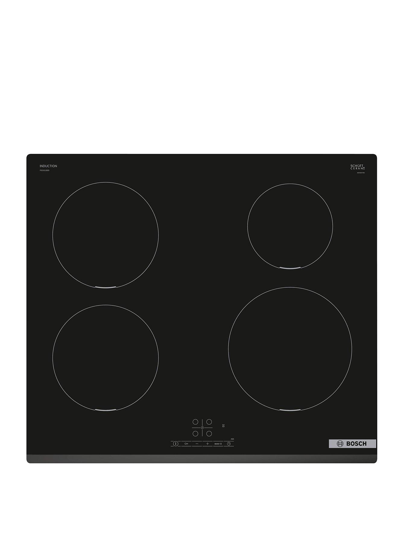 Bosch Bosch Series 4 PIE631BB5E 60cm Induction Hob - Touch Control, 4 Zones, Front Bevel, 7.4kW - Black