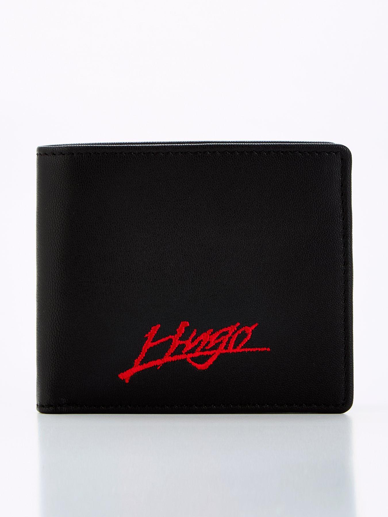 Image 1 of 4 of HUGO Hugo Handwritten 2.0 Gothic Script Logo Card &amp; Coin Wallet - Black