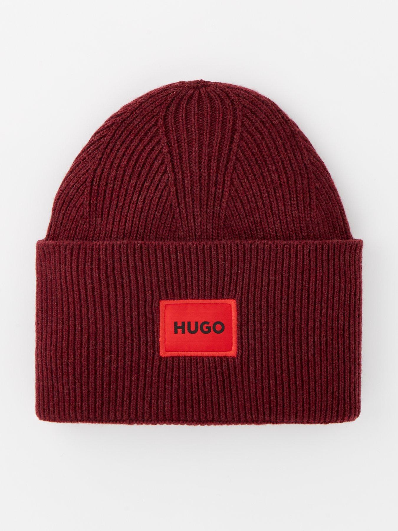 Image of HUGO Hugo Xaff 6 Logo Beanie Hat - Dark Red