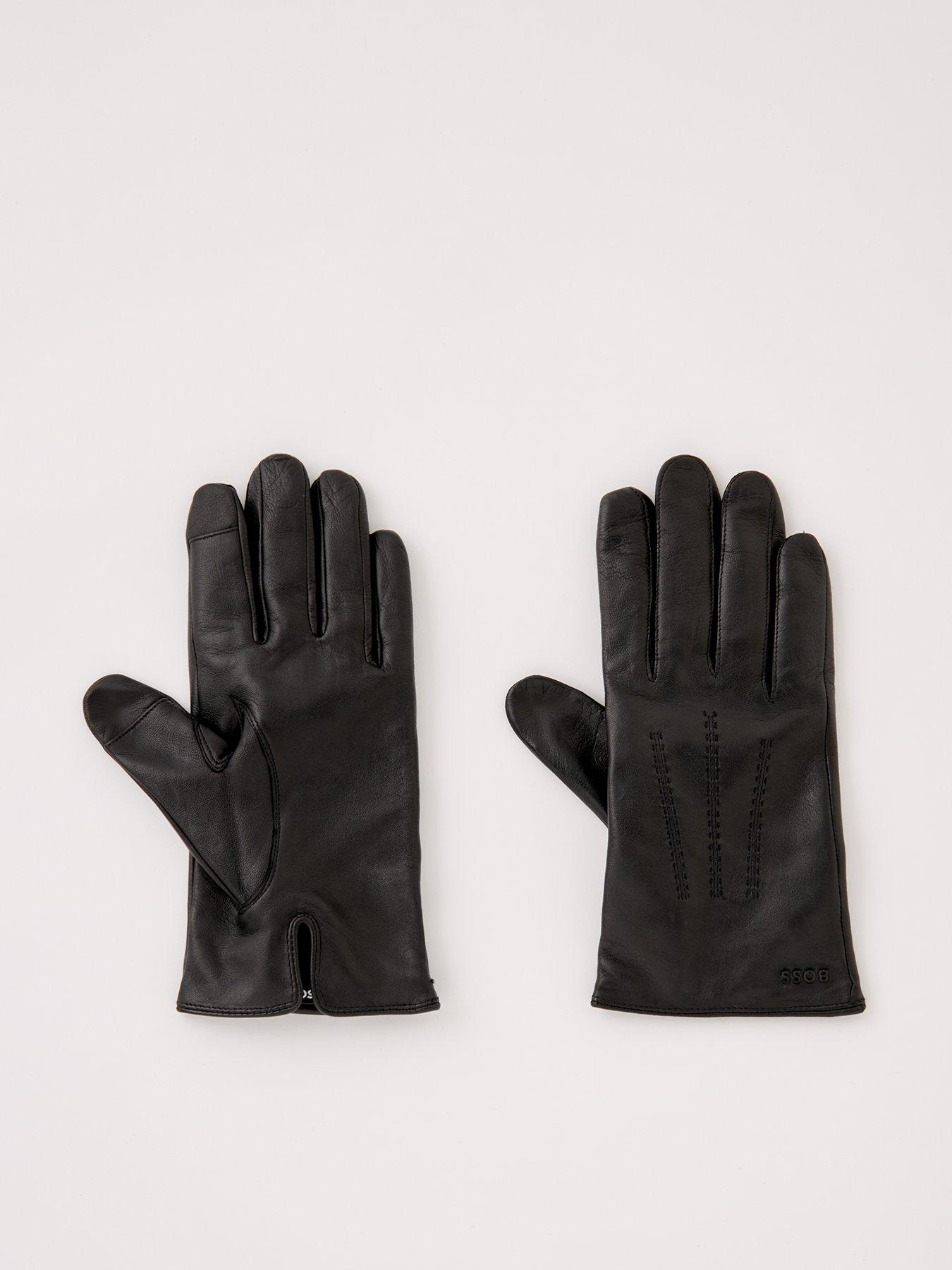 BOSS Boss Hainz-Me Boss Logo Leather Gloves - Black