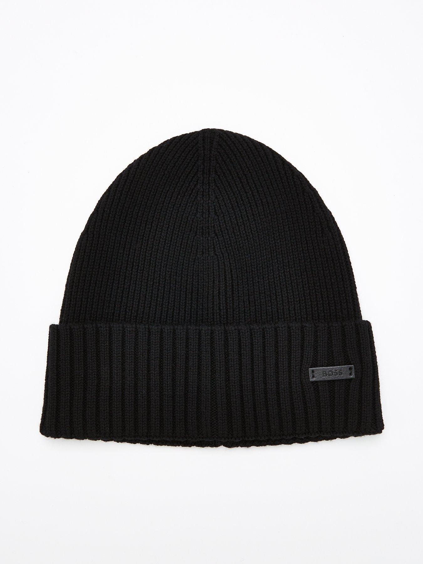 BOSS Boss Fati Leather Tab Logo Beanie Hat - Black