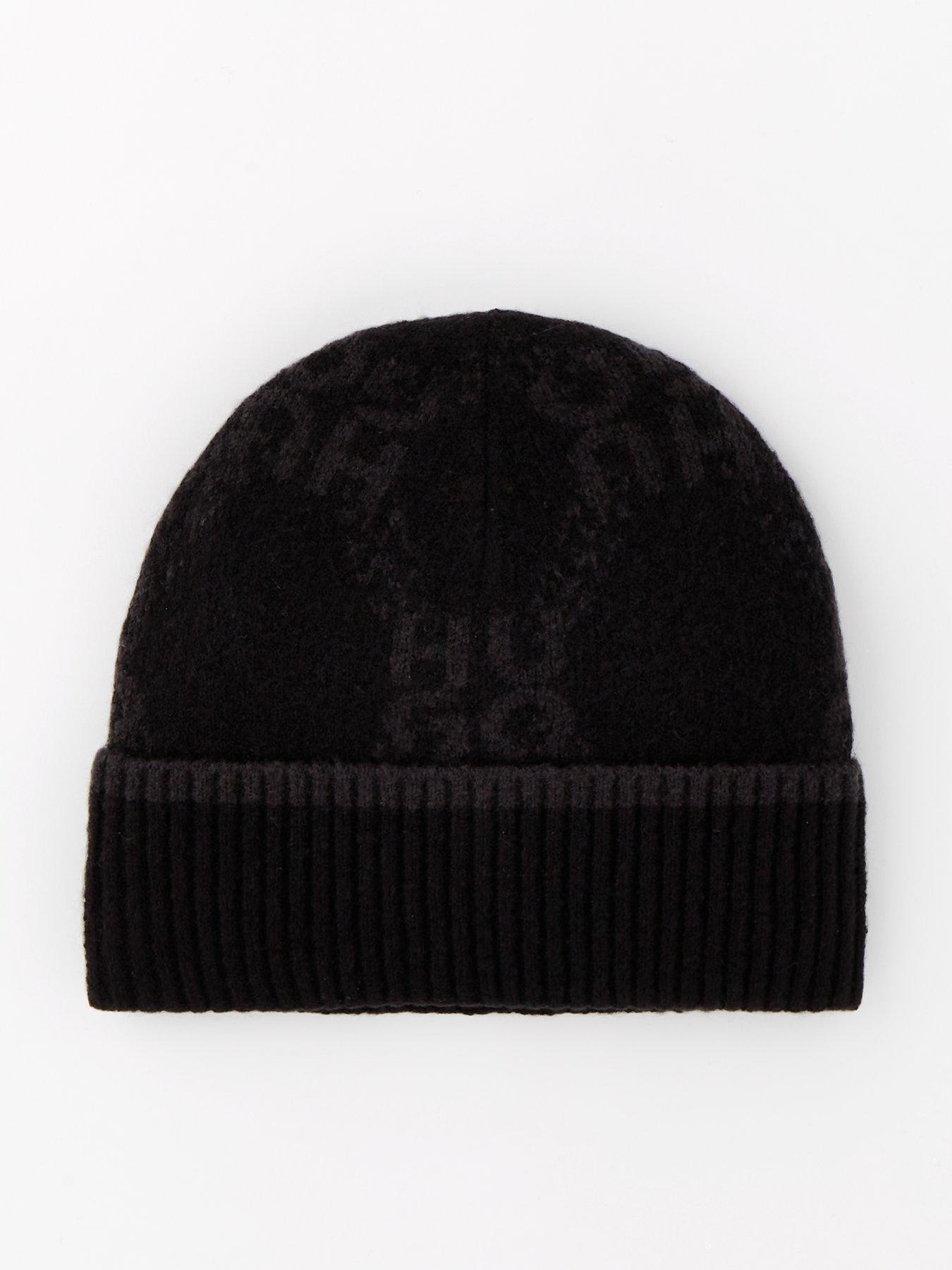 hugo-hugo-xayn-mono-chain-beanie-hat-black