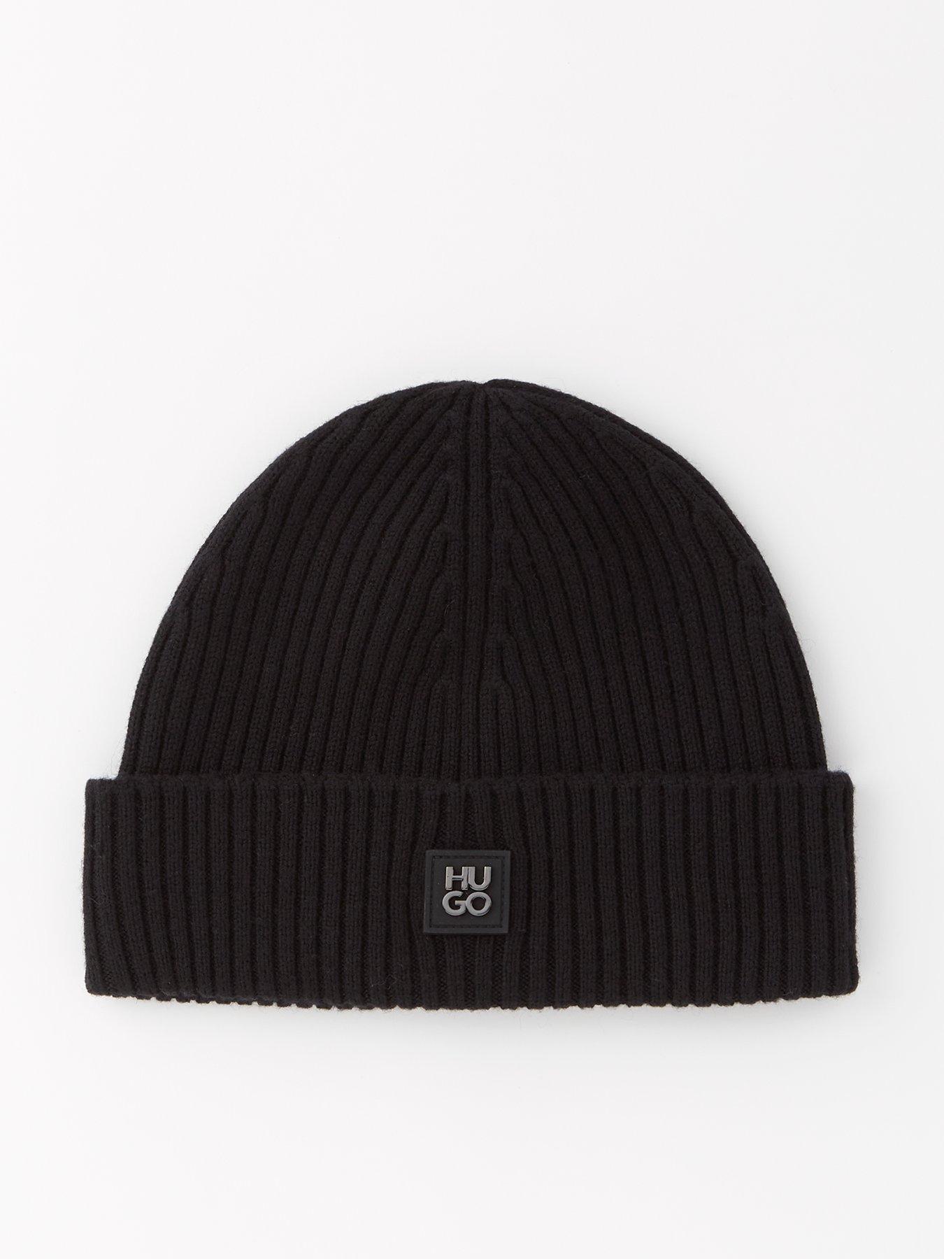 hugo-hugo-xola-metal-stached-logo-beanie-hat-black