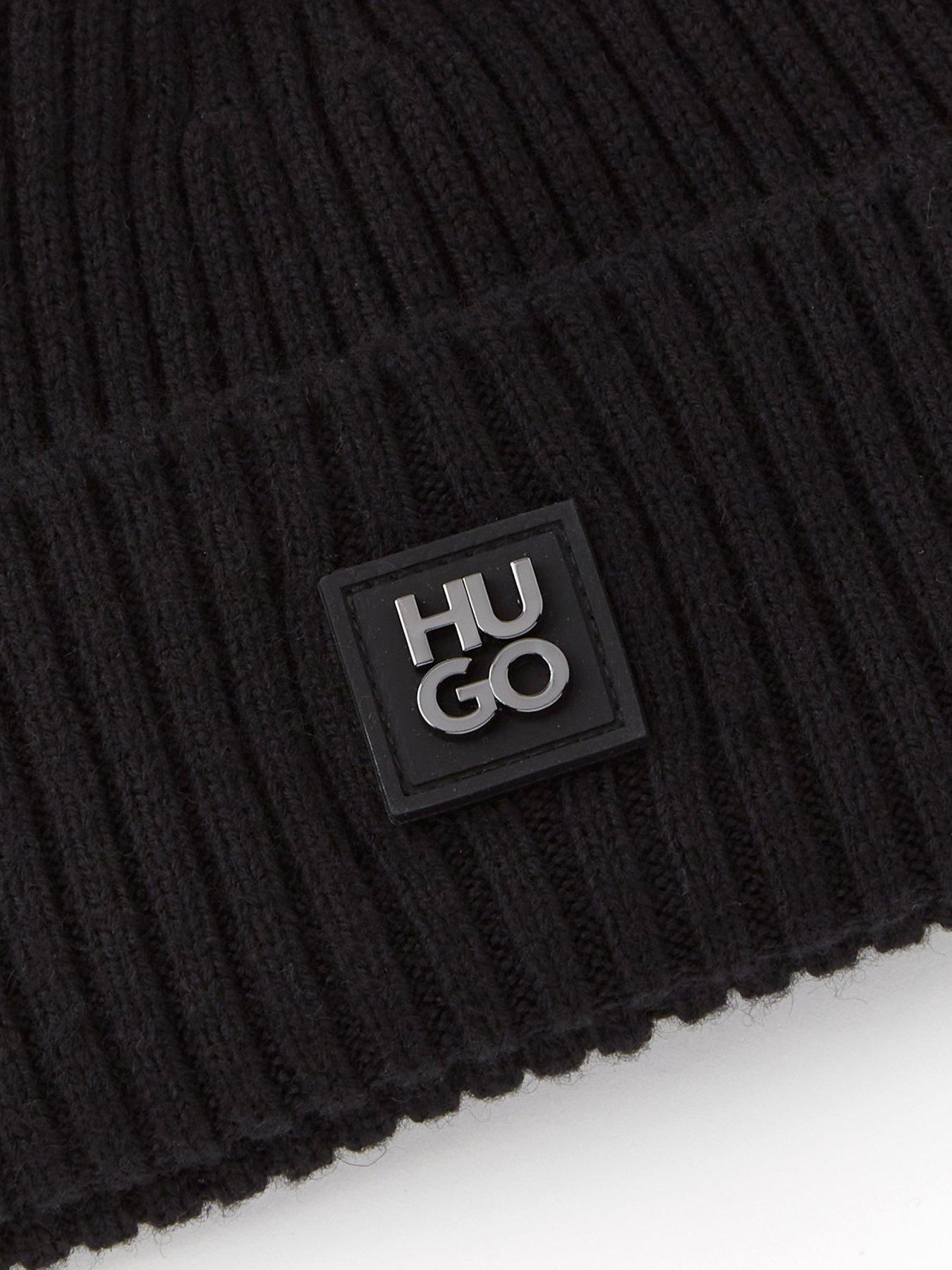 hugo-hugo-xola-metal-stached-logo-beanie-hat-blackoutfit