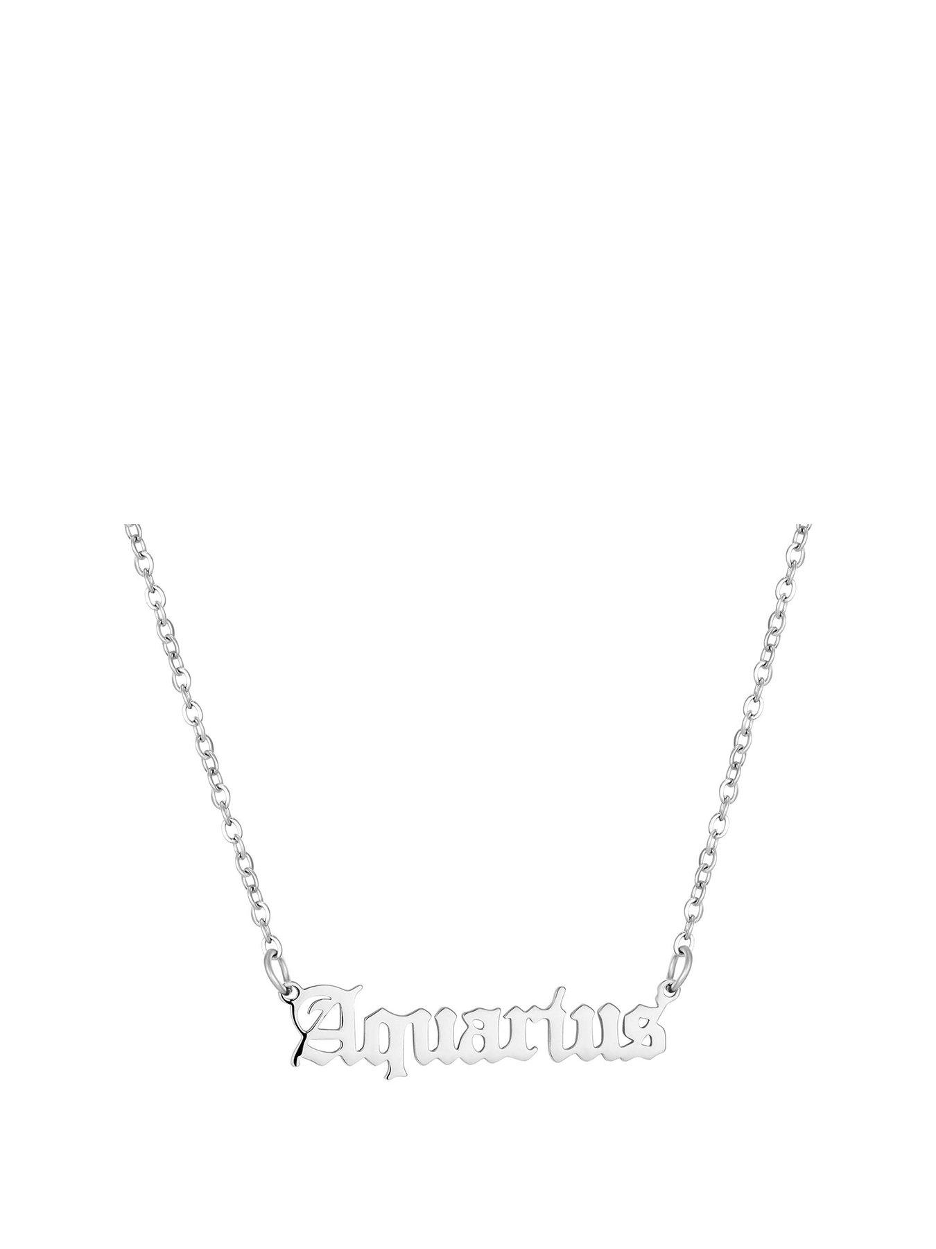 undefined Zodiac Necklce in Gothic Font Silver Plated
