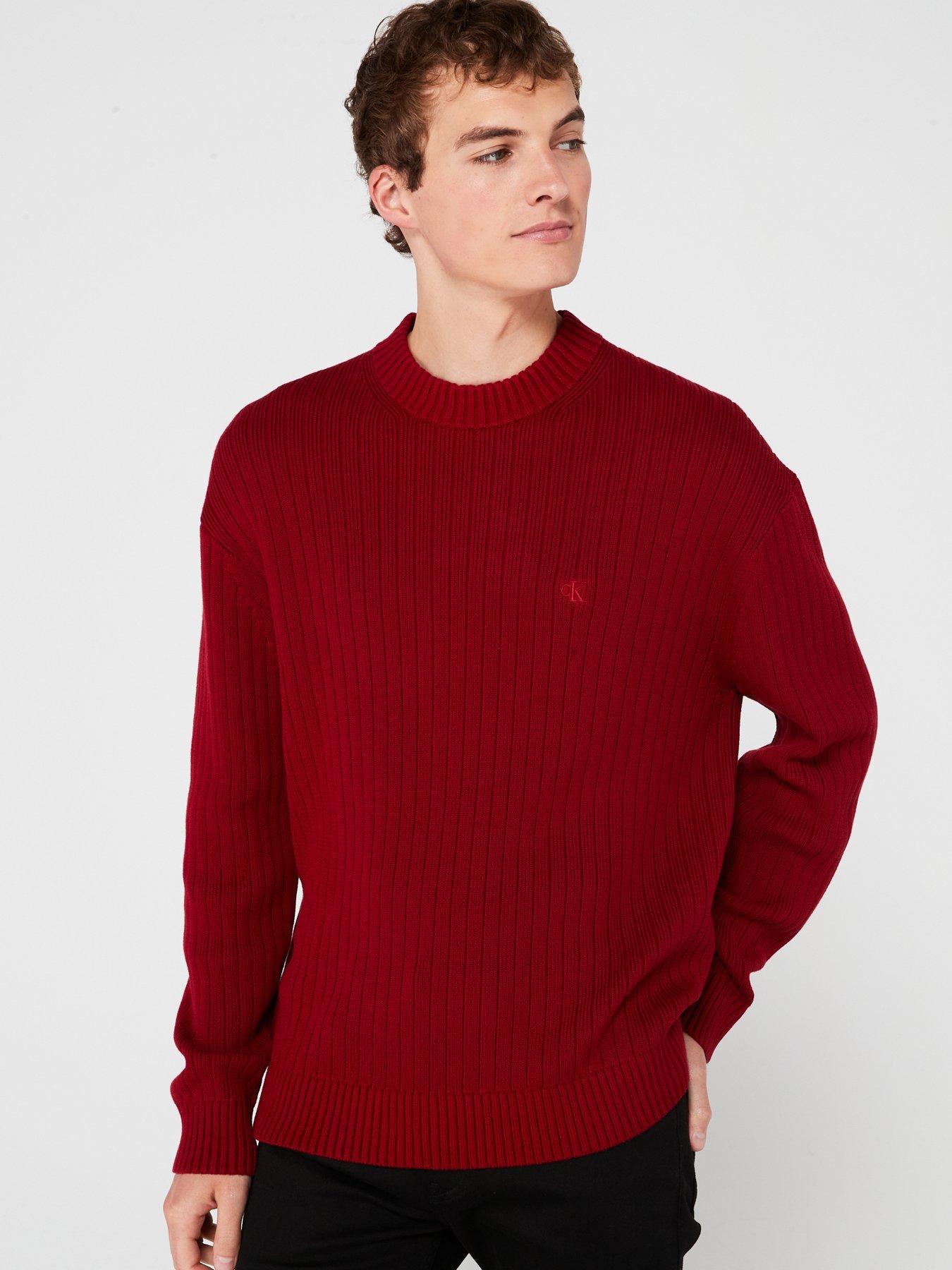 Calvin Klein Jeans Linear Detail Knitted Jumper Red