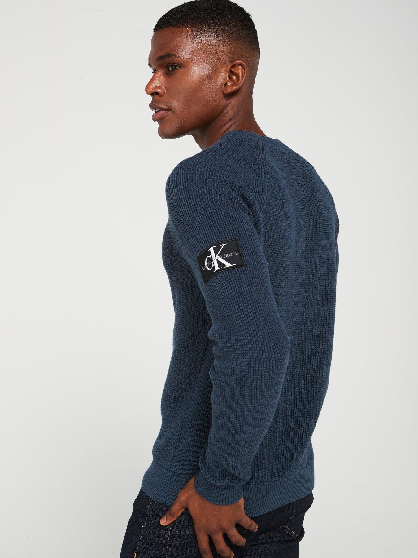 calvin-klein-jeans-calvin-klein-jeans-badge-sleeve-easy-knitted-jumper-navystillFront