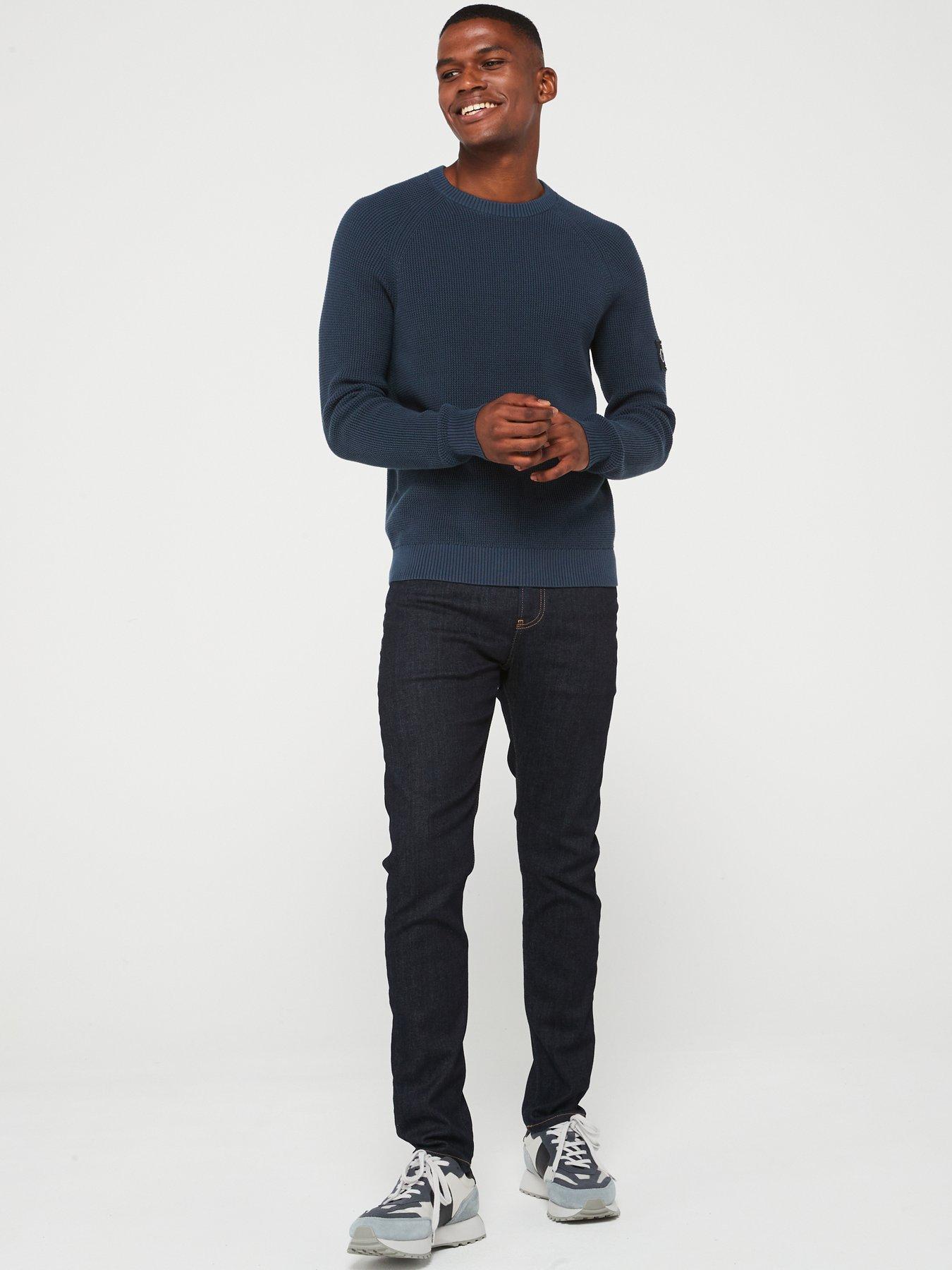 Calvin Klein Jeans Calvin Klein Jeans Badge Sleeve Easy Knitted Jumper Navy Very Ireland