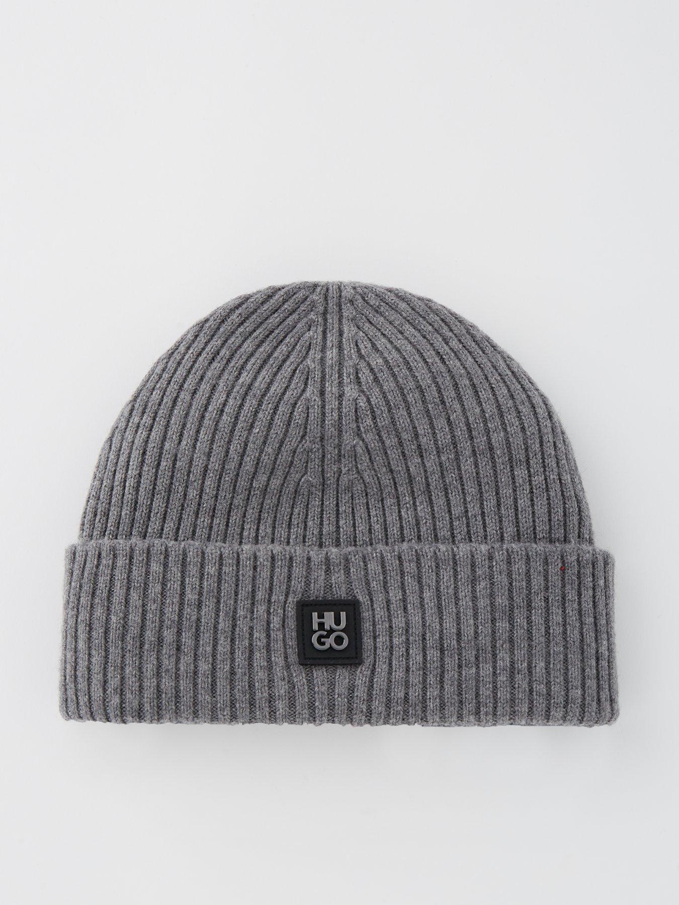 hugo-hugo-xola-metal-stached-logo-beanie-hat-grey