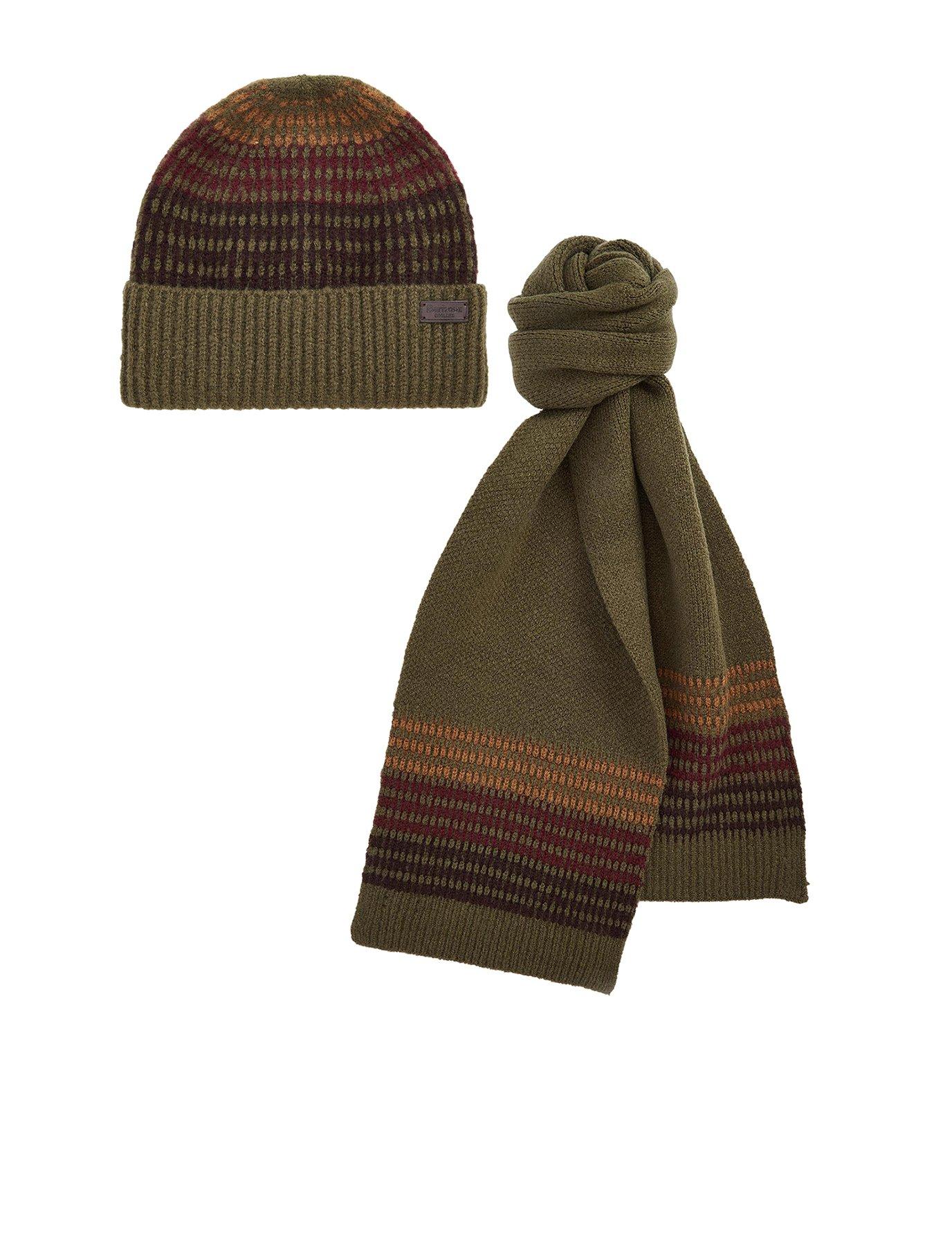 Image 1 of 4 of Barbour Barbour Branton Beanie &amp; Scarf Gift Set - Green