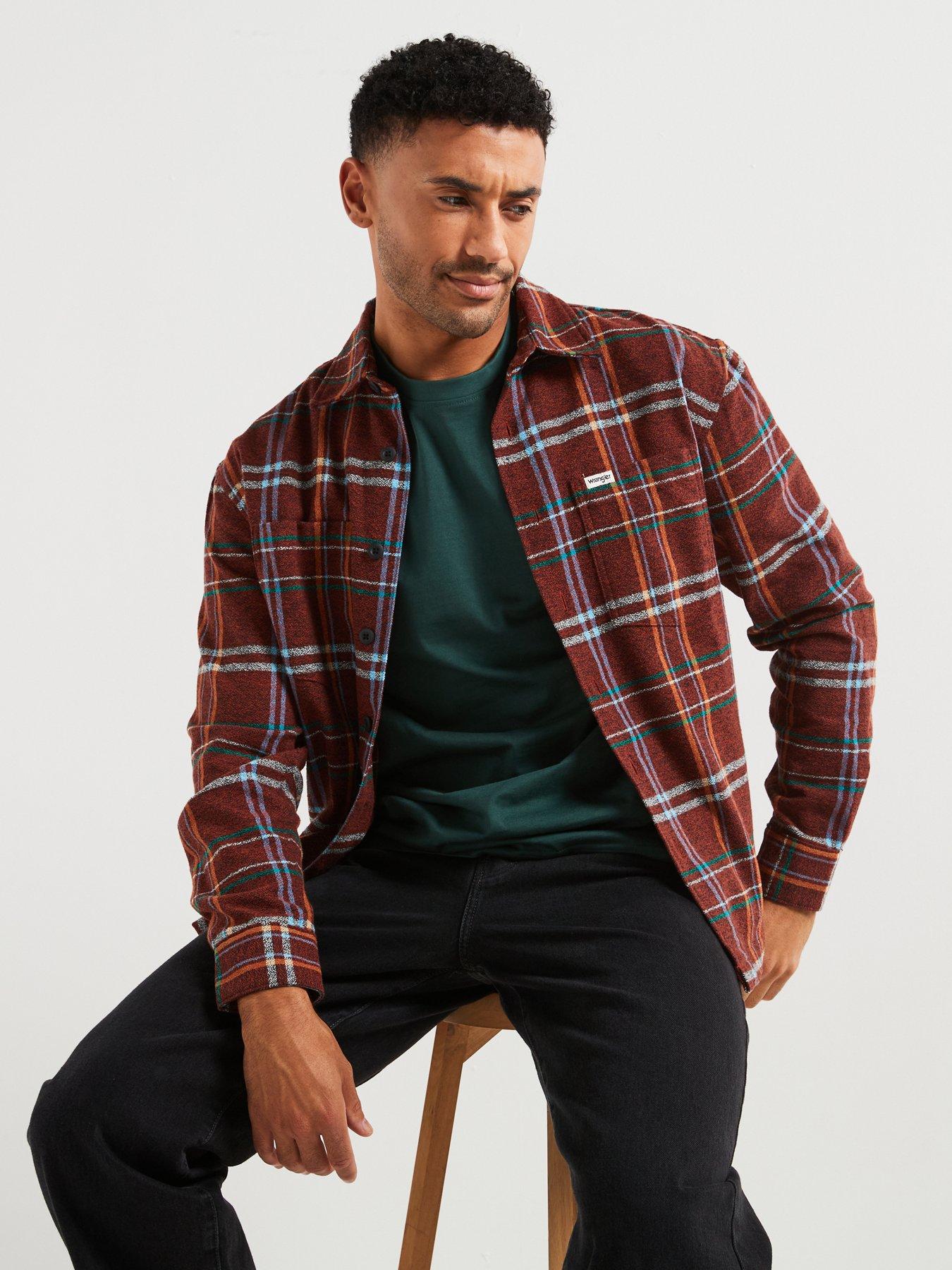 wrangler-wrangler-long-sleeve-frayed-hem-flannel-check-shirt-brownoutfit