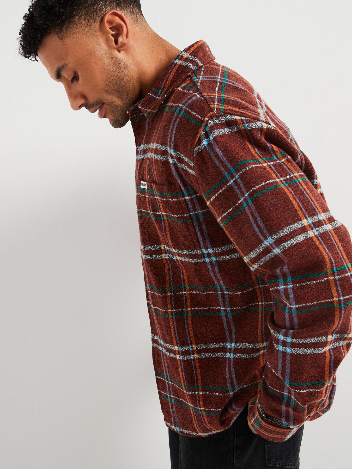 wrangler-wrangler-long-sleeve-frayed-hem-flannel-check-shirt-browndetail