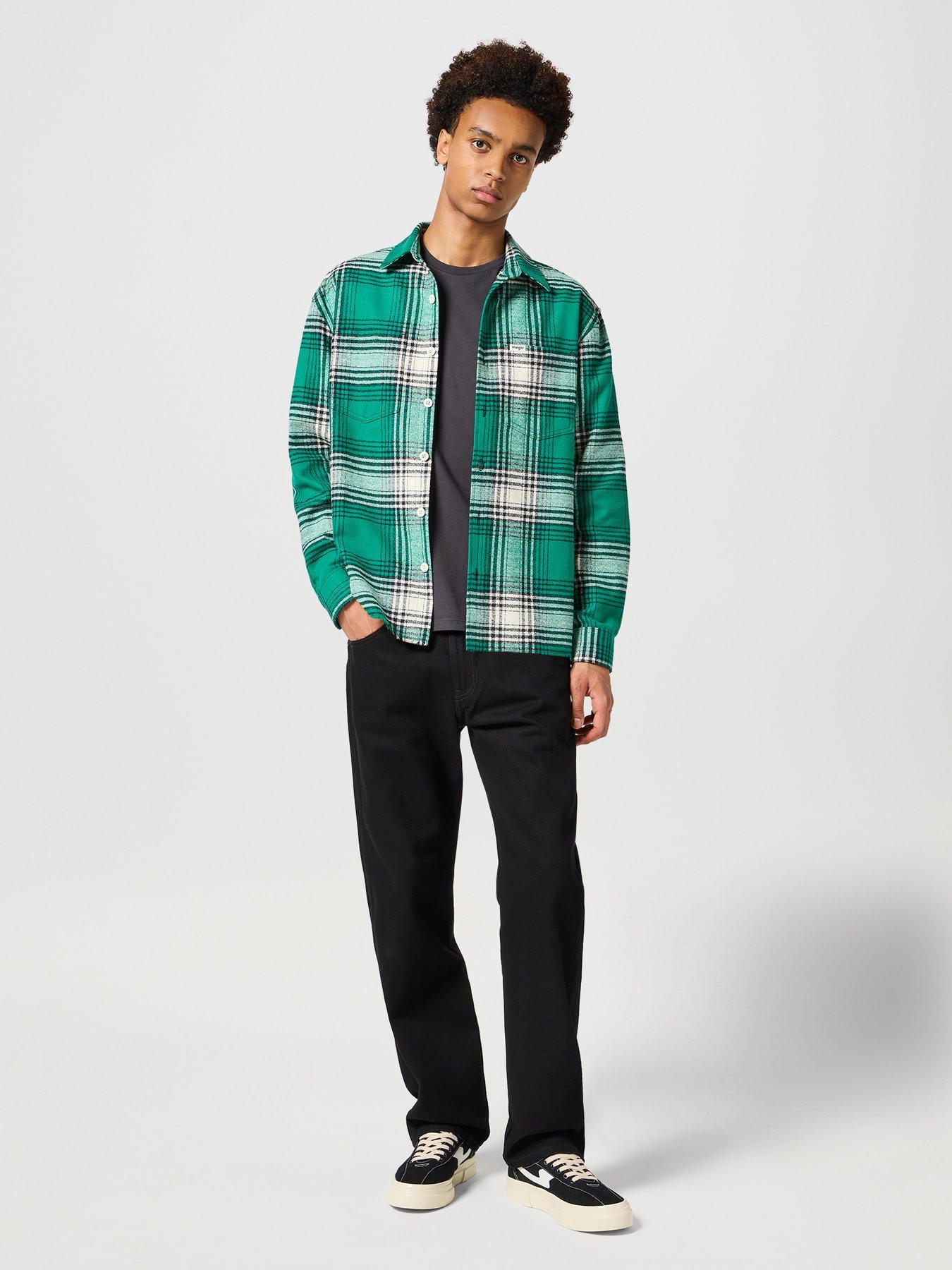 wrangler-wrangler-long-sleeve-frayed-hem-flannel-check-shirt-greenback