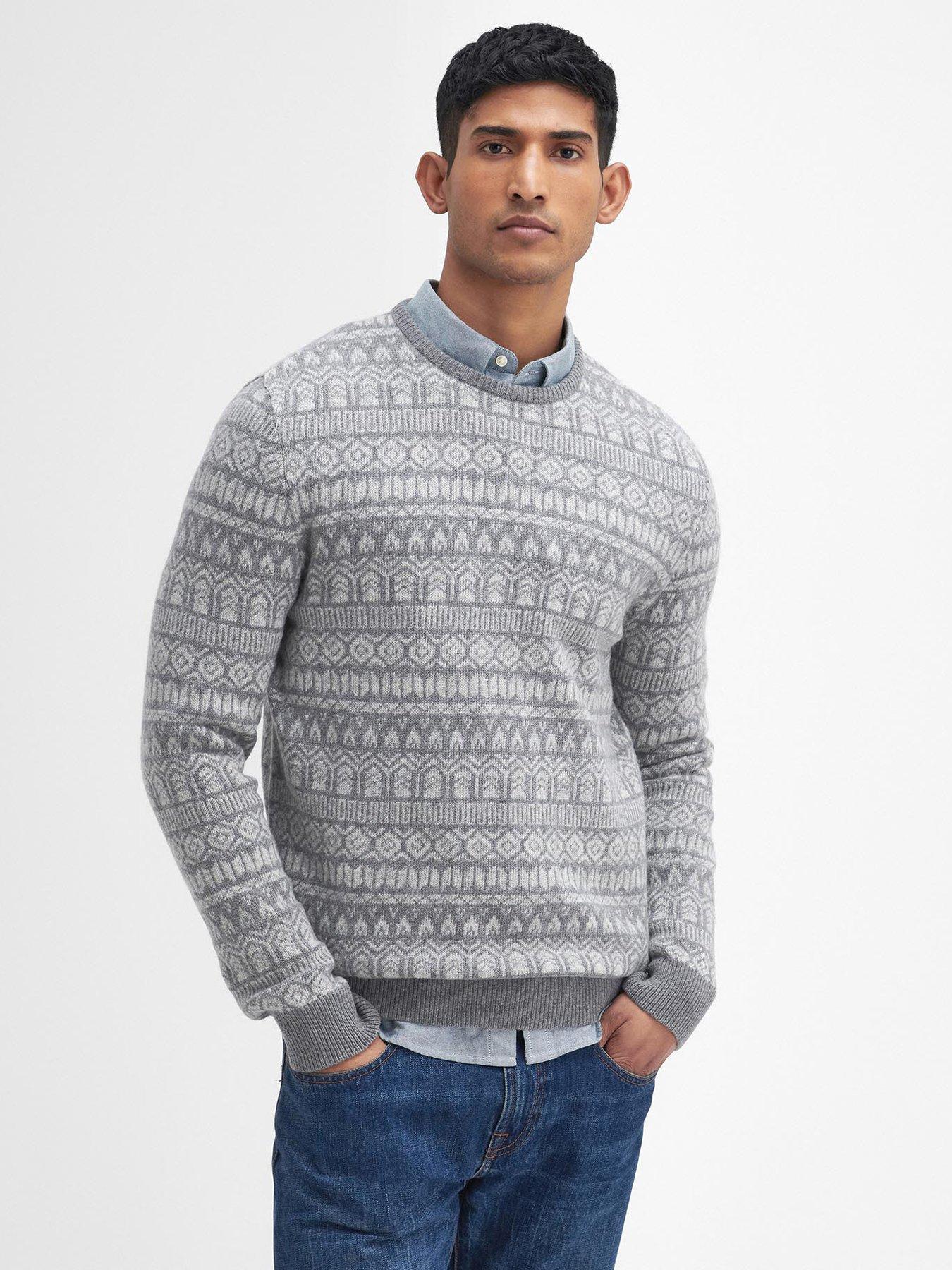 undefined Barbour Stonebeck Fairisle Crew Knitted Jumper - Light Grey