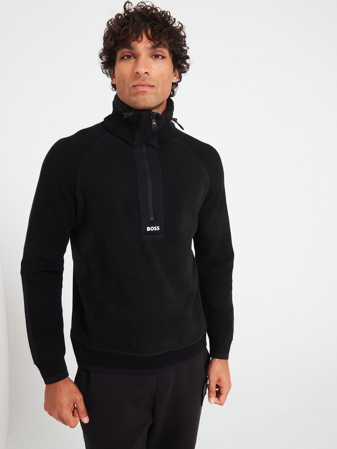 undefined Zartic Regular Fit Fleece Hybrid 1/2 Zip Jumper - Black