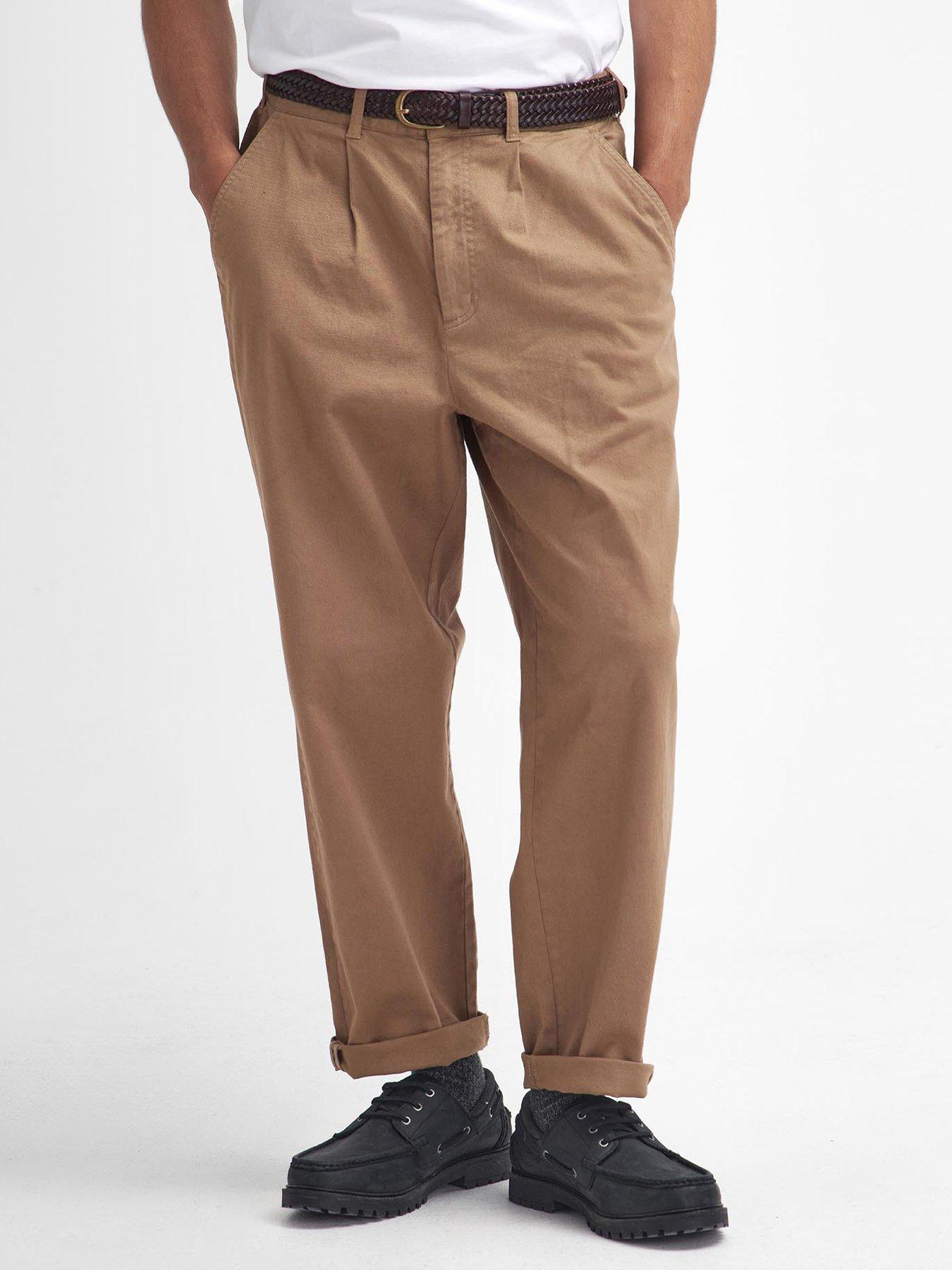 Barbour Washed Stretch Twill Relaxed Fit Trousers Brown