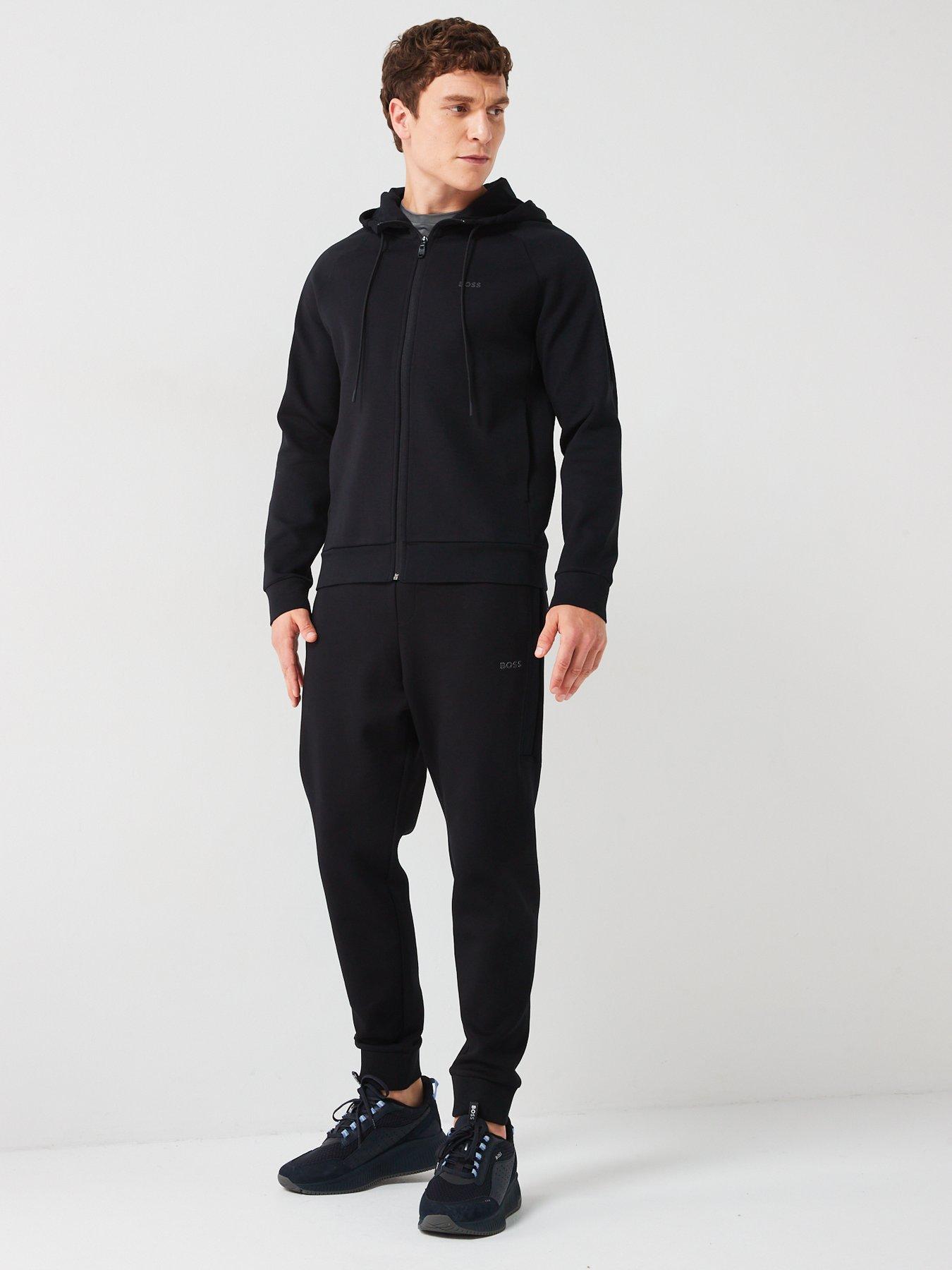 Boss Tracksuit Set Regular Fit Zip Thru Hooded Tracksuit Black