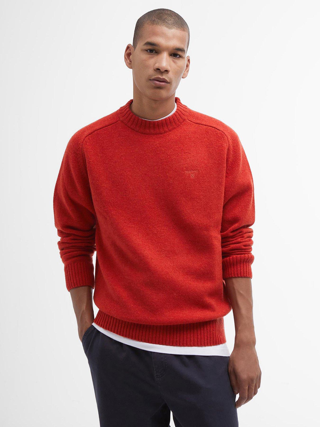 Barbour Grangetown Merino Crew Knitted Jumper Red