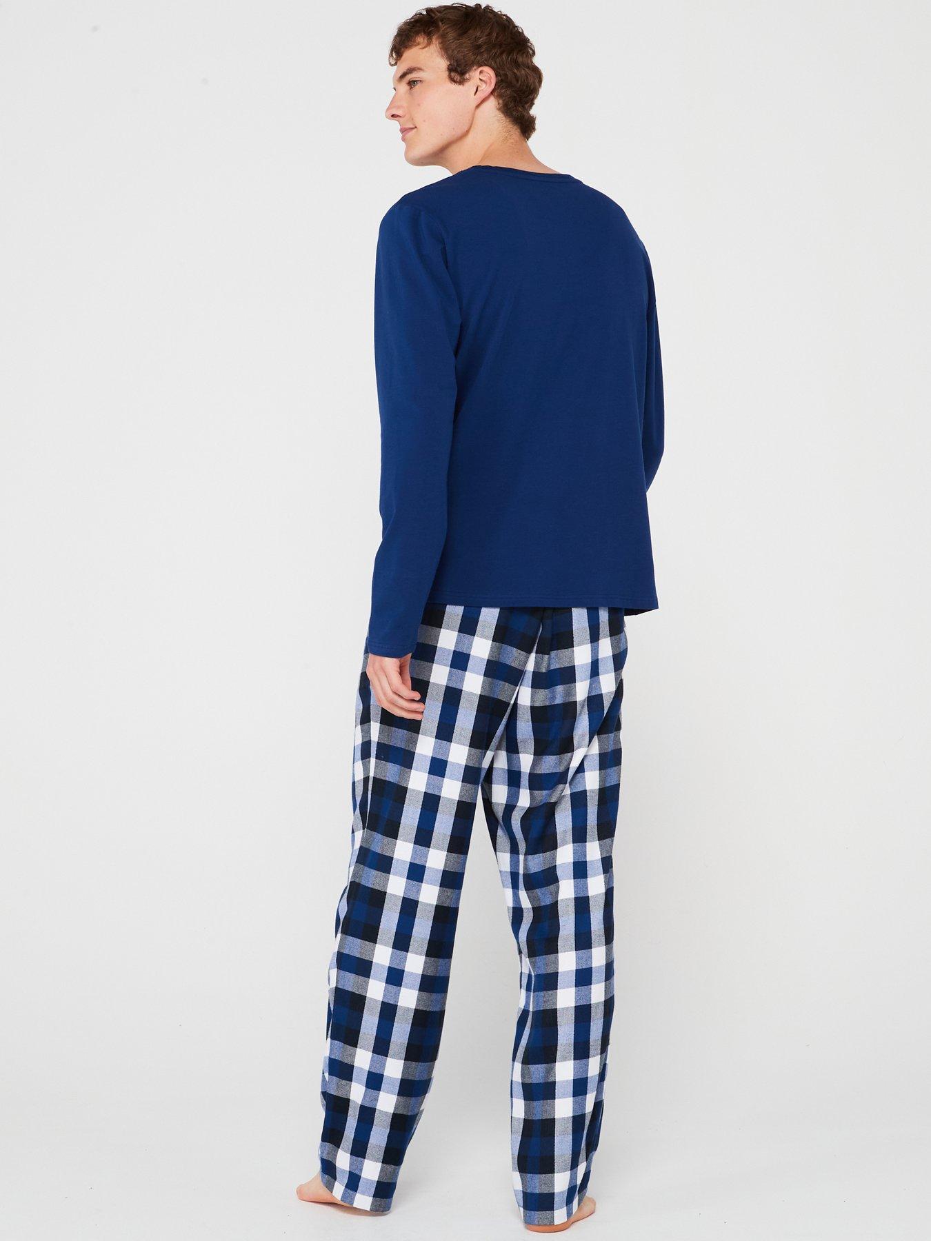 tommy-hilfiger-tommy-hilfiger-original-long-sleeve-top-amp-check-bottom-jersey-slippers-amp-pyjamas-gift-set-bluestillFront