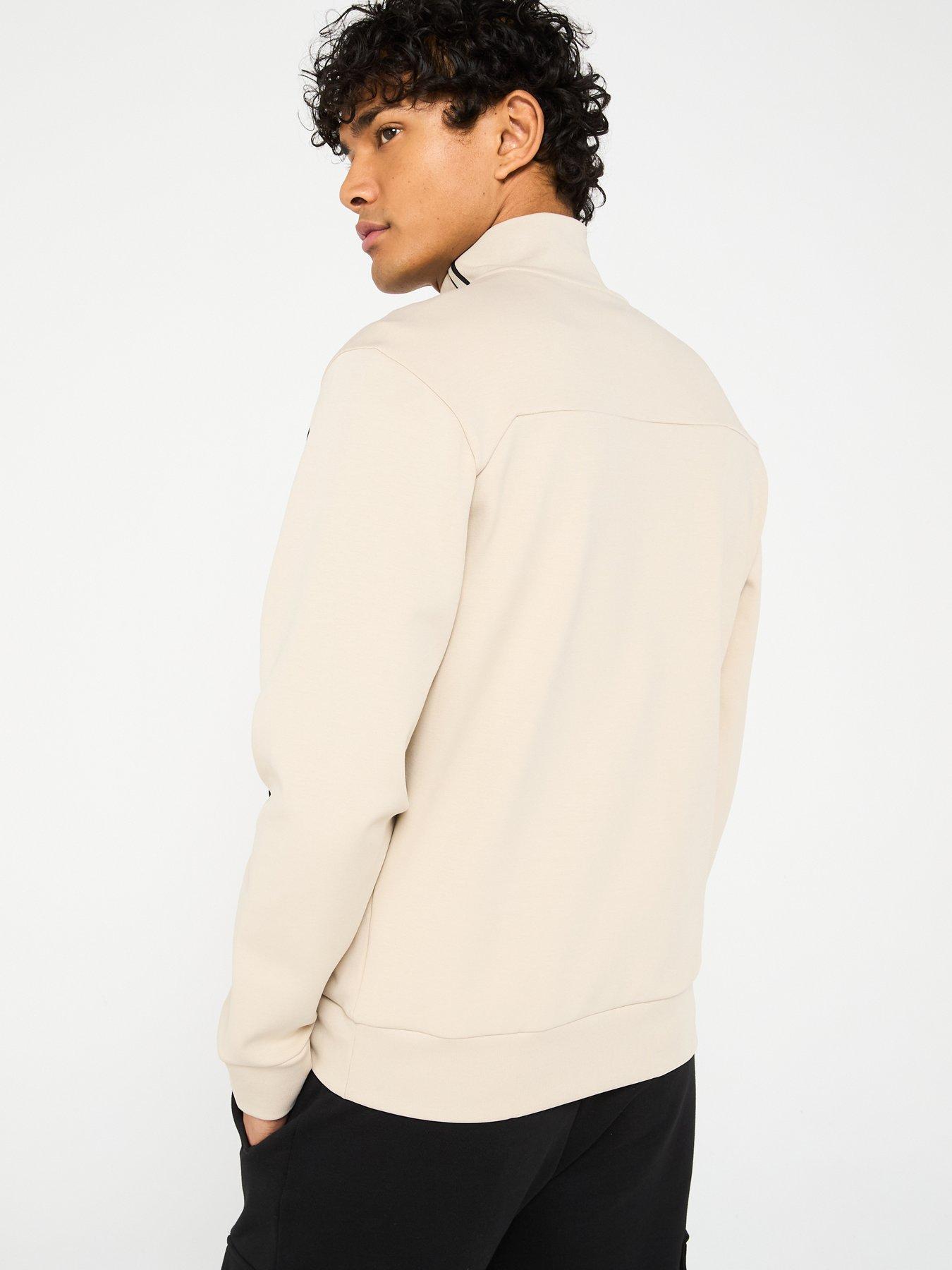 boss-sweat-1-regular-fit-tape-14-zip-sweat-top-light-beigestillFront