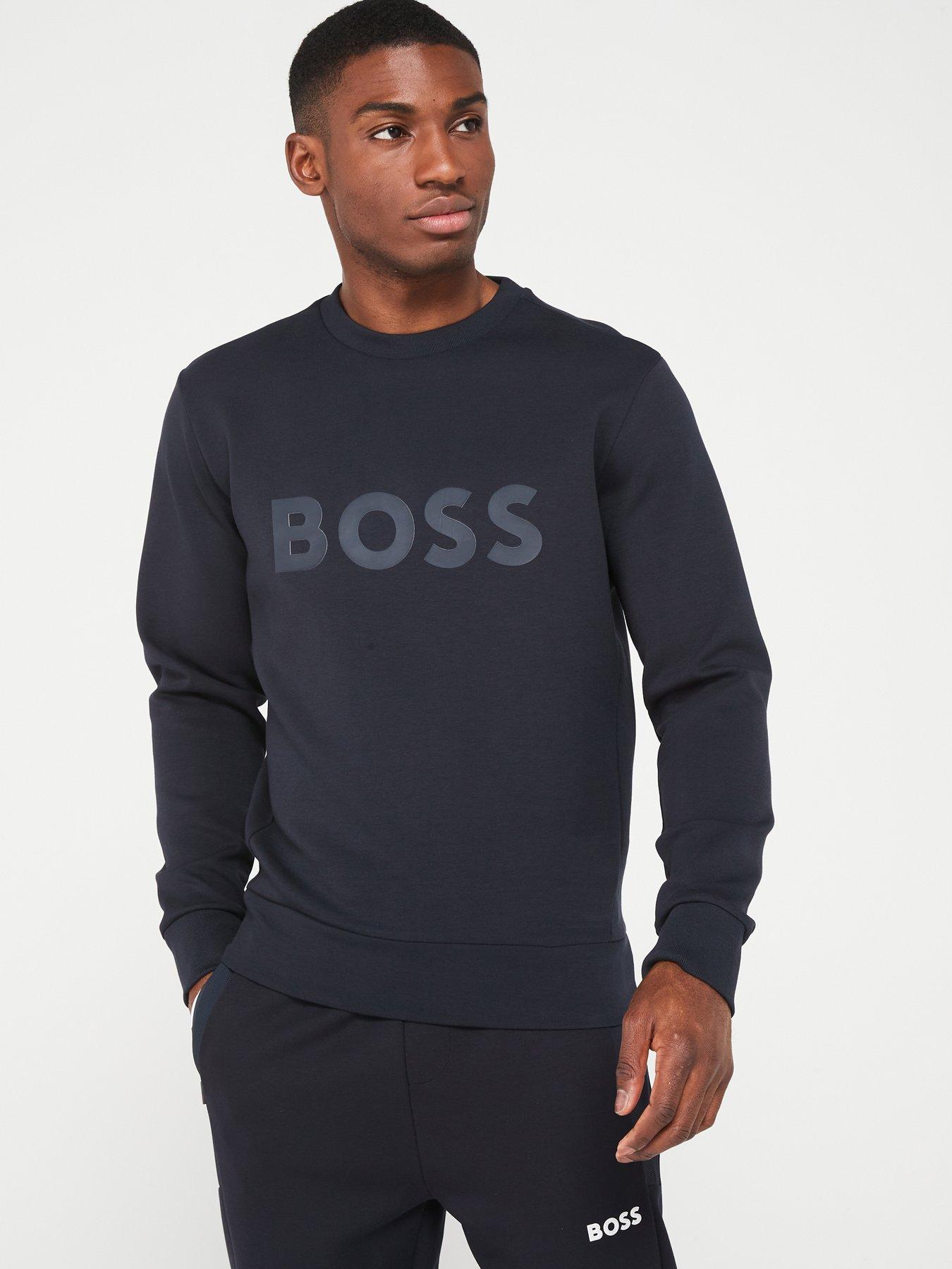 BOSS Salbo Chest Logo Crew Sweatshirt - Dark Blue