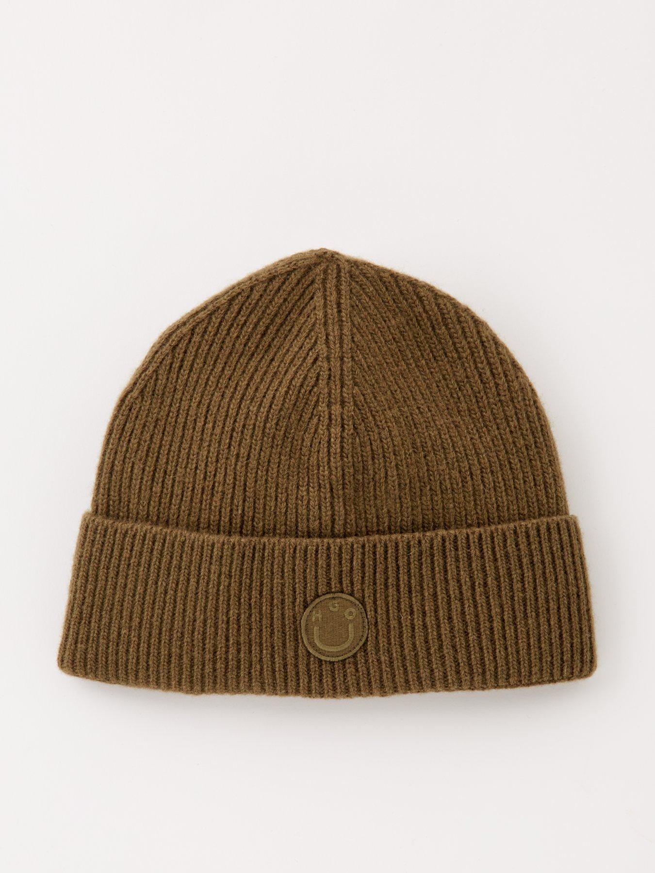 hugo-hugo-blue-xafi-smiley-beanie-hat-khaki