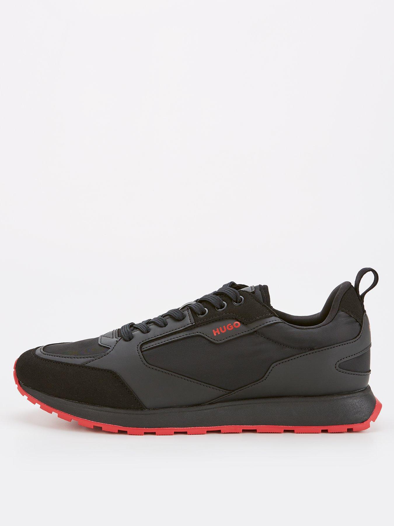 Image of HUGO Hugo Icelin Nylon/leather Lace Runner - Black/red