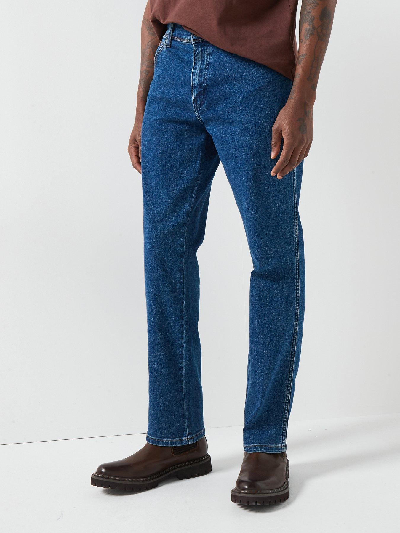 Image 1 of 6 of Wrangler Texas Straight Fit Jeans - Dark Blue