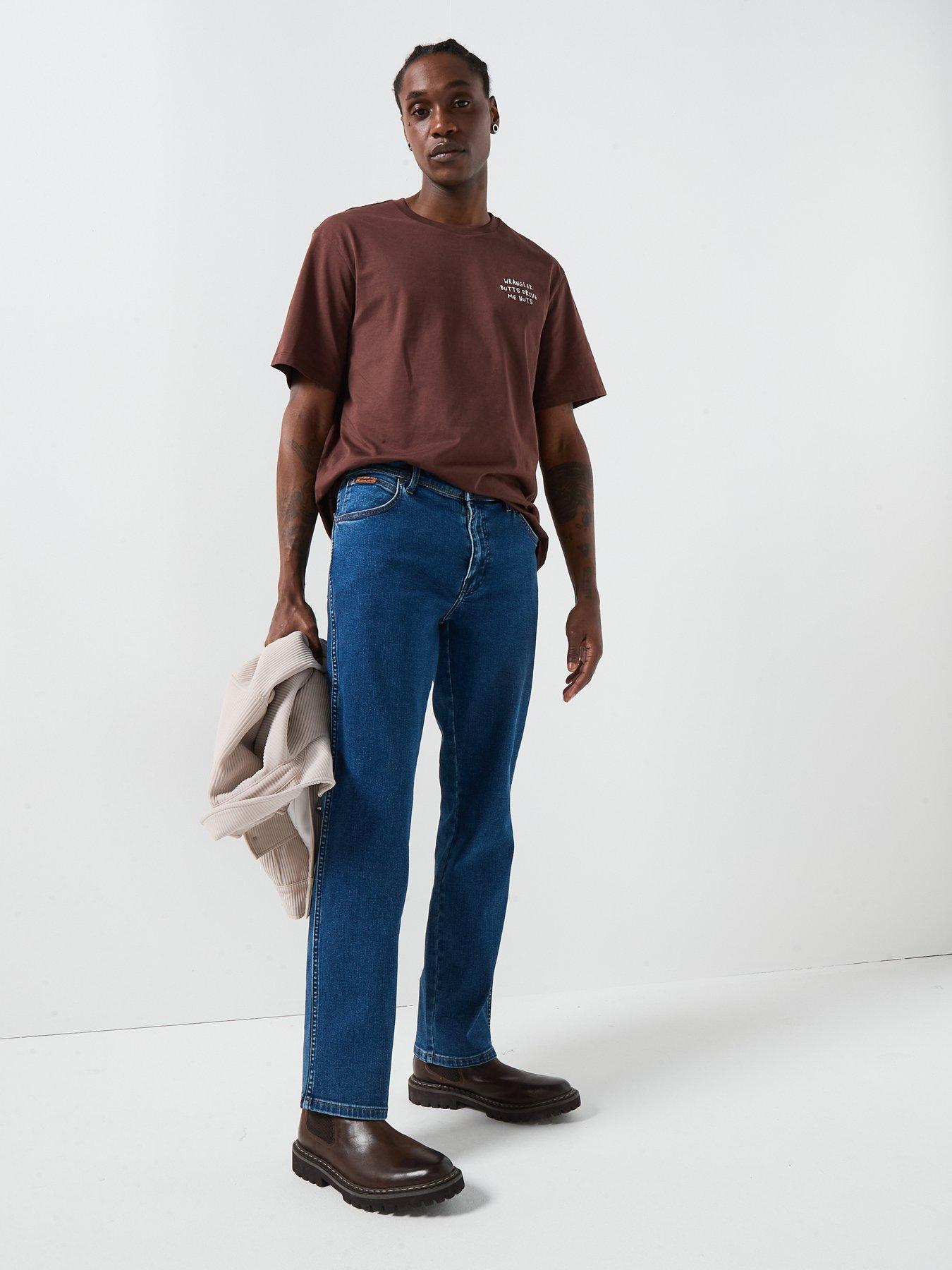 Image 3 of 6 of Wrangler Texas Straight Fit Jeans - Dark Blue