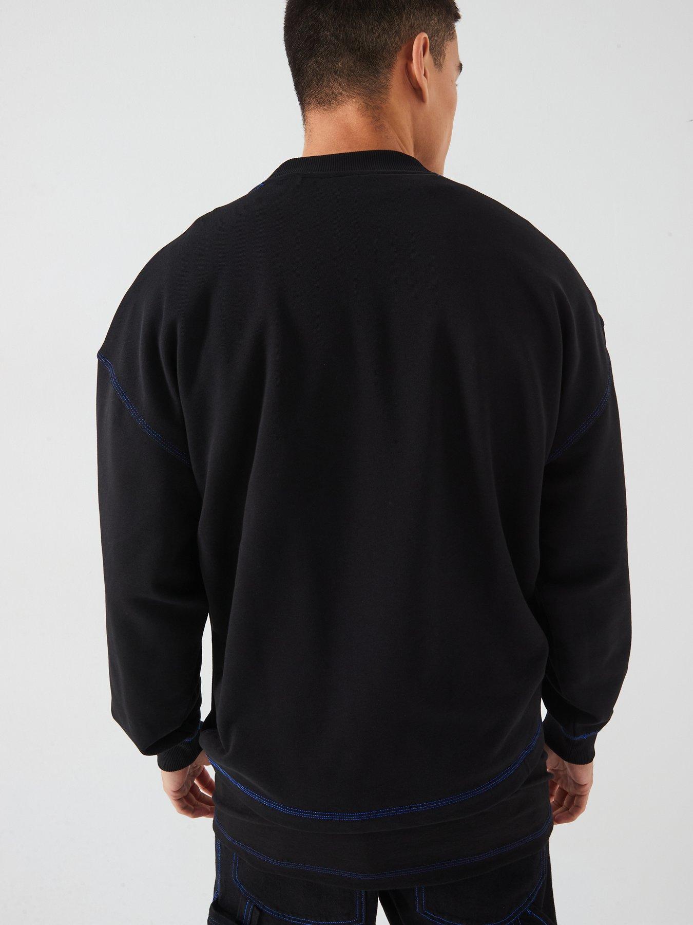 hugo-blue-nitlogolong-loose-fit-outline-crew-sweat-blackstillFront