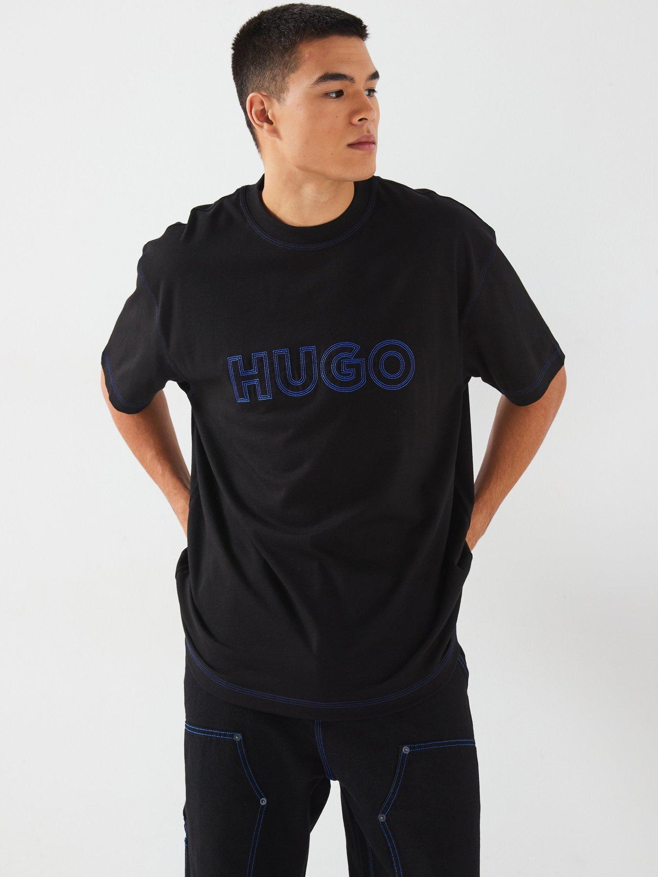 hugo-blue-nitlogo-loose-fit-outline-logo-t-shirt-black