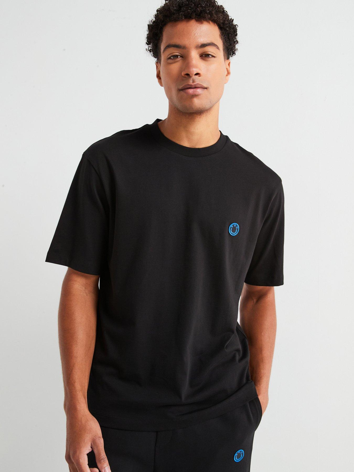 hugo-blue-niley-regular-fit-smiley-left-chest-logo-t-shirt-black