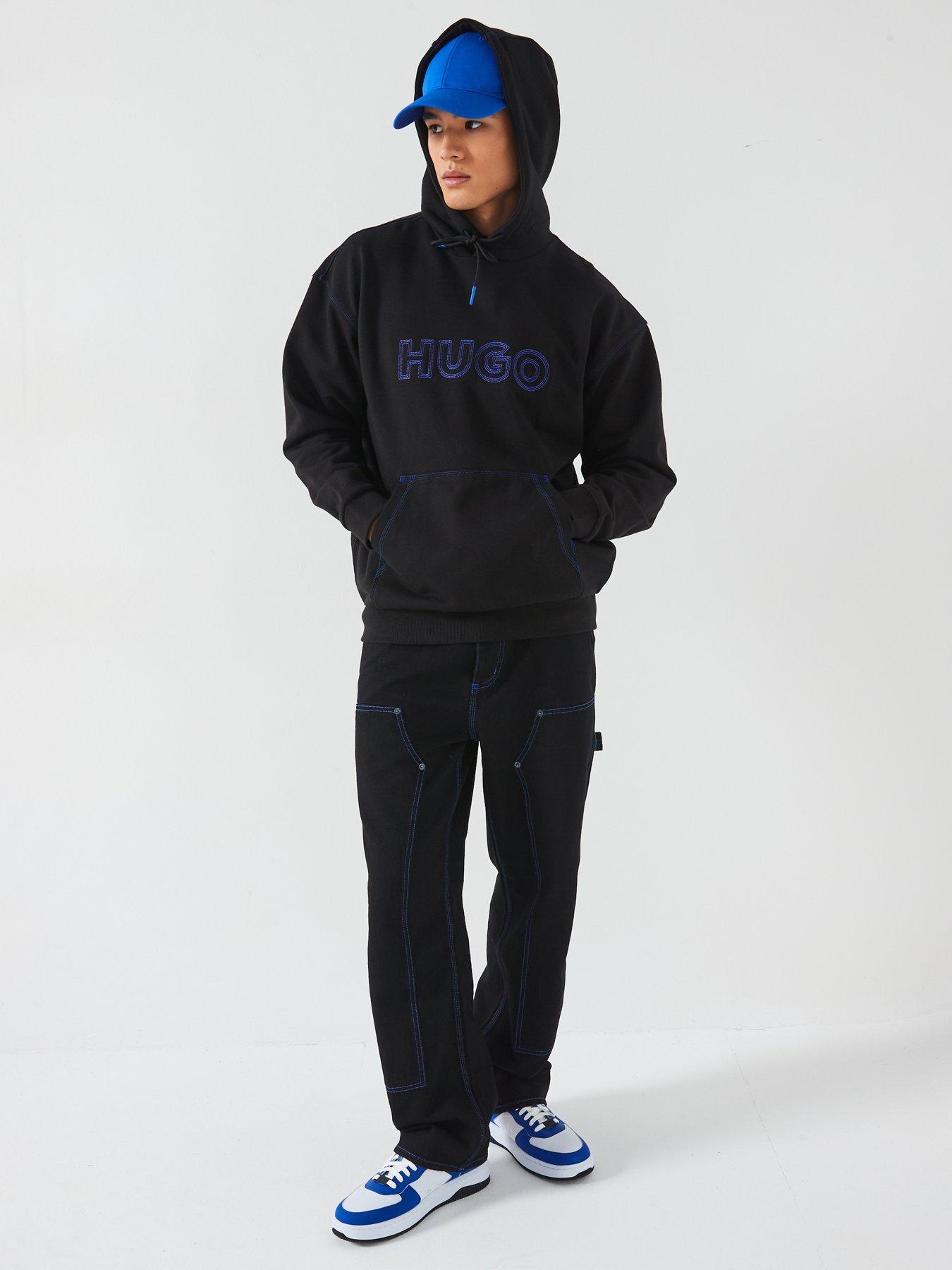 hugo-blue-nitlogohood-loose-fit-outline-stitch-overhead-hoodie-blackback