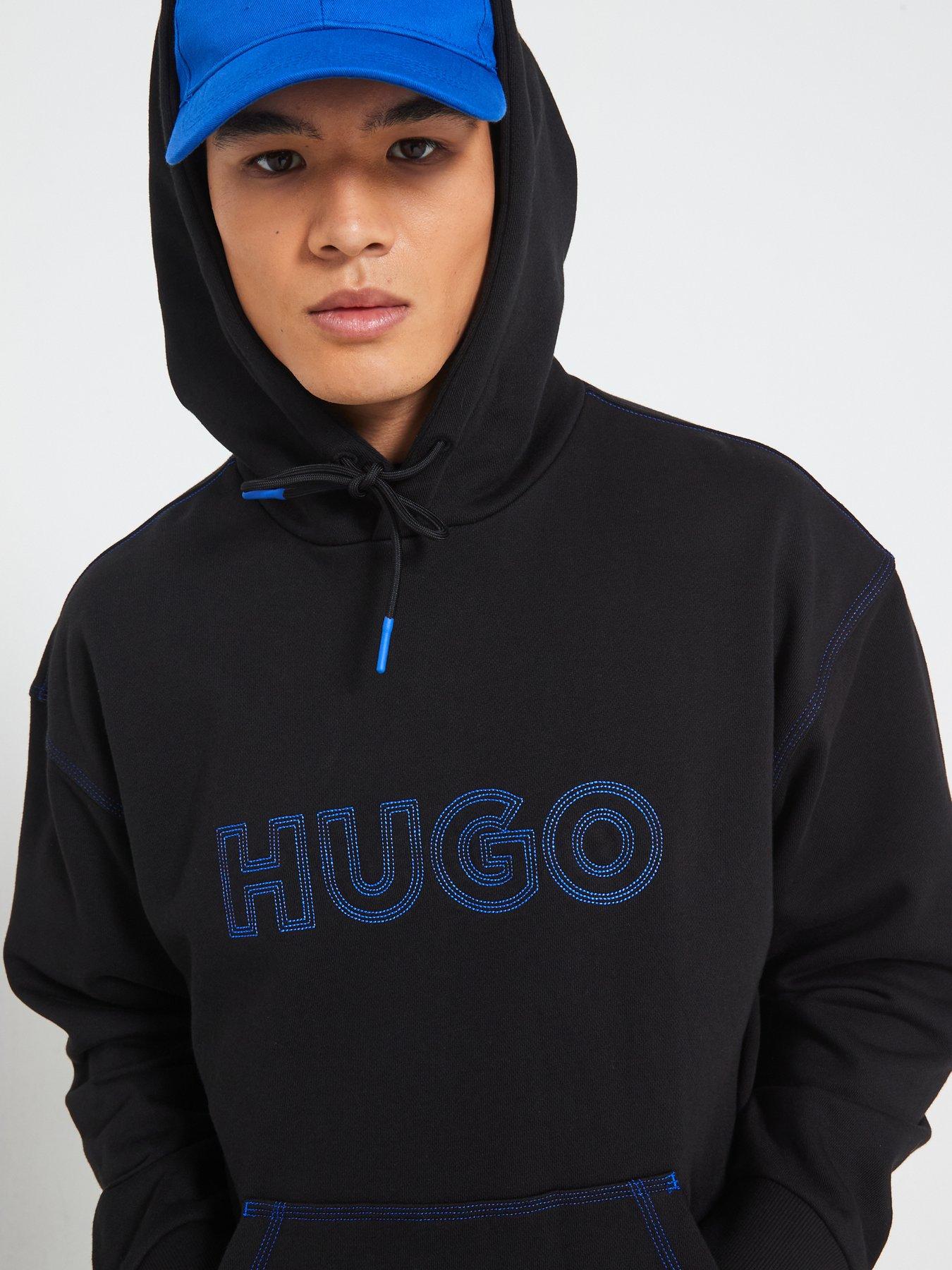 hugo-blue-nitlogohood-loose-fit-outline-stitch-overhead-hoodie-blackoutfit