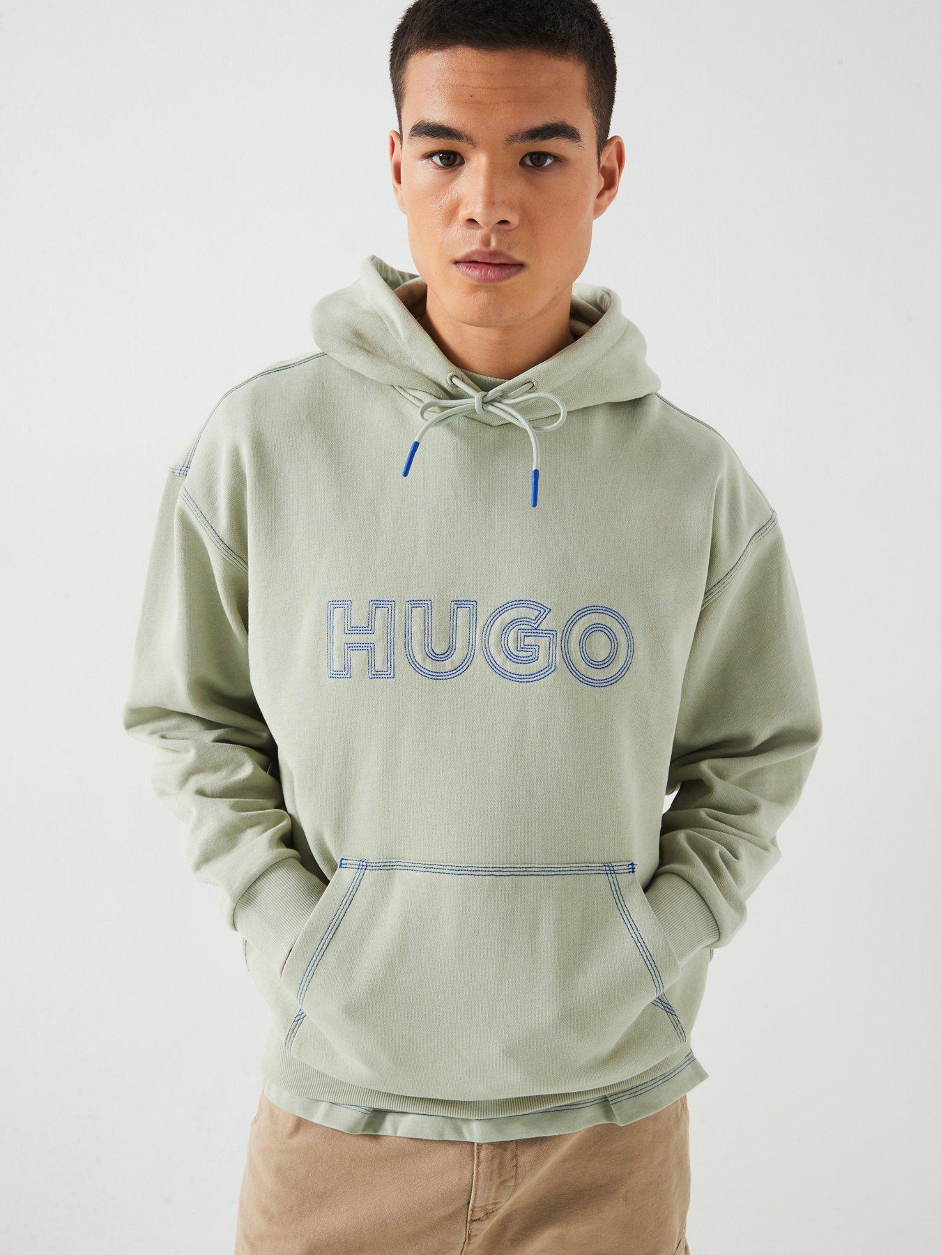 hugo-blue-nitlogohood-loose-fit-outline-stitch-overhead-hoodie-light-green