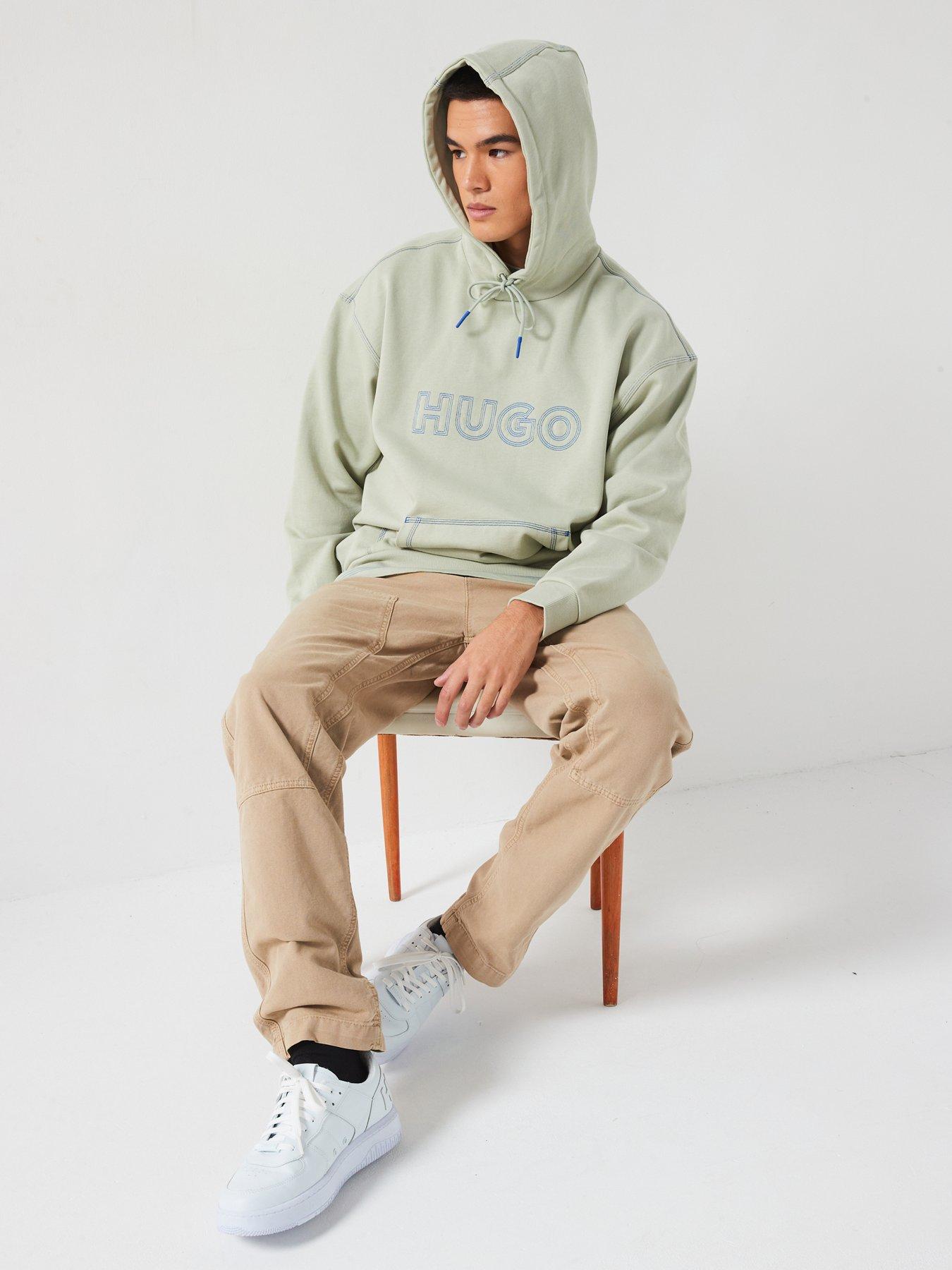 hugo-blue-nitlogohood-loose-fit-outline-stitch-overhead-hoodie-light-greendetail