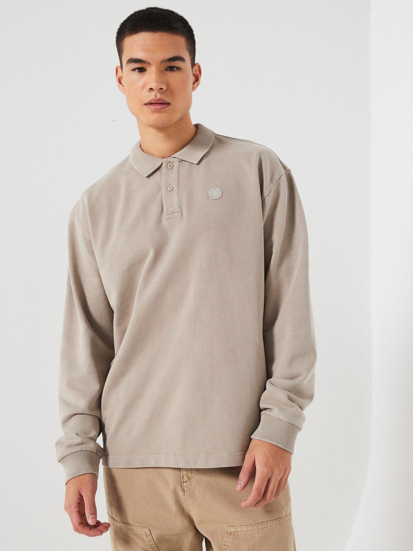 hugo-blue-nulong-loose-fit-overdyed-smiley-heavy-sweat-polo-shirt-beige