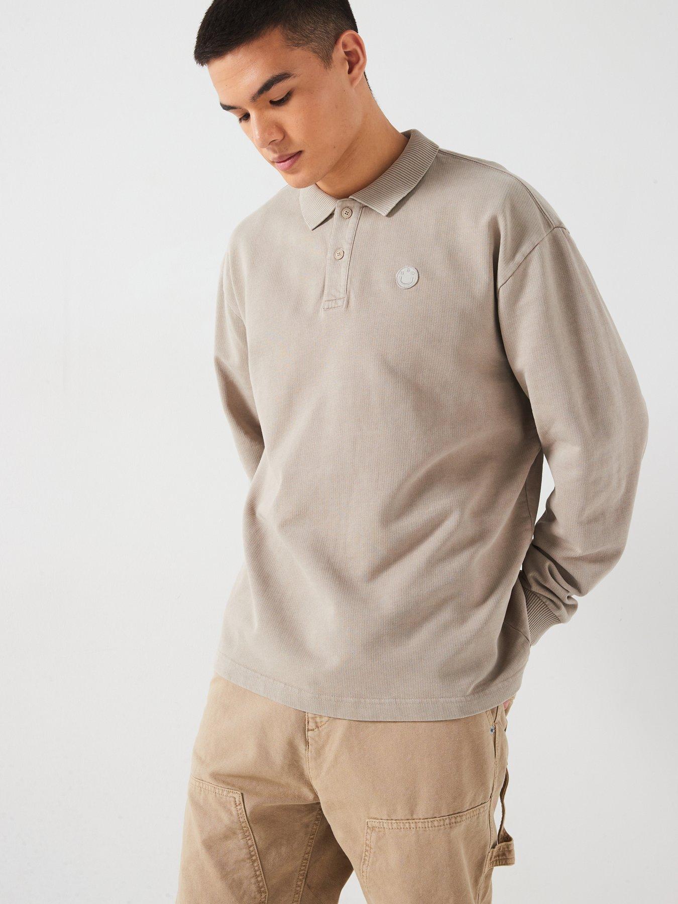 hugo-blue-nulong-loose-fit-overdyed-smiley-heavy-sweat-polo-shirt-beigedetail