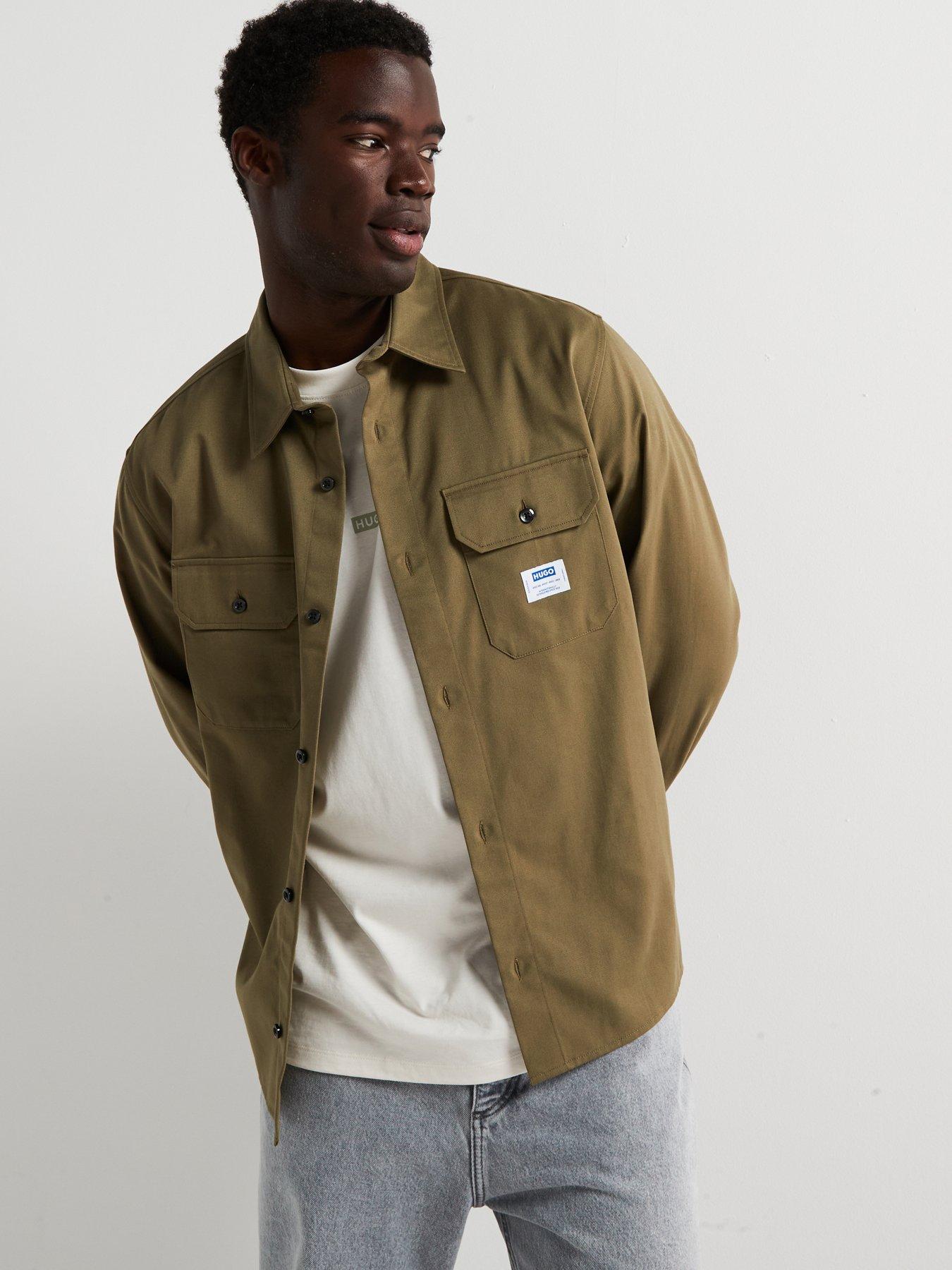 hugo-blue-ekynone-loose-fit-double-pocket-long-sleeve-shirt-khaki