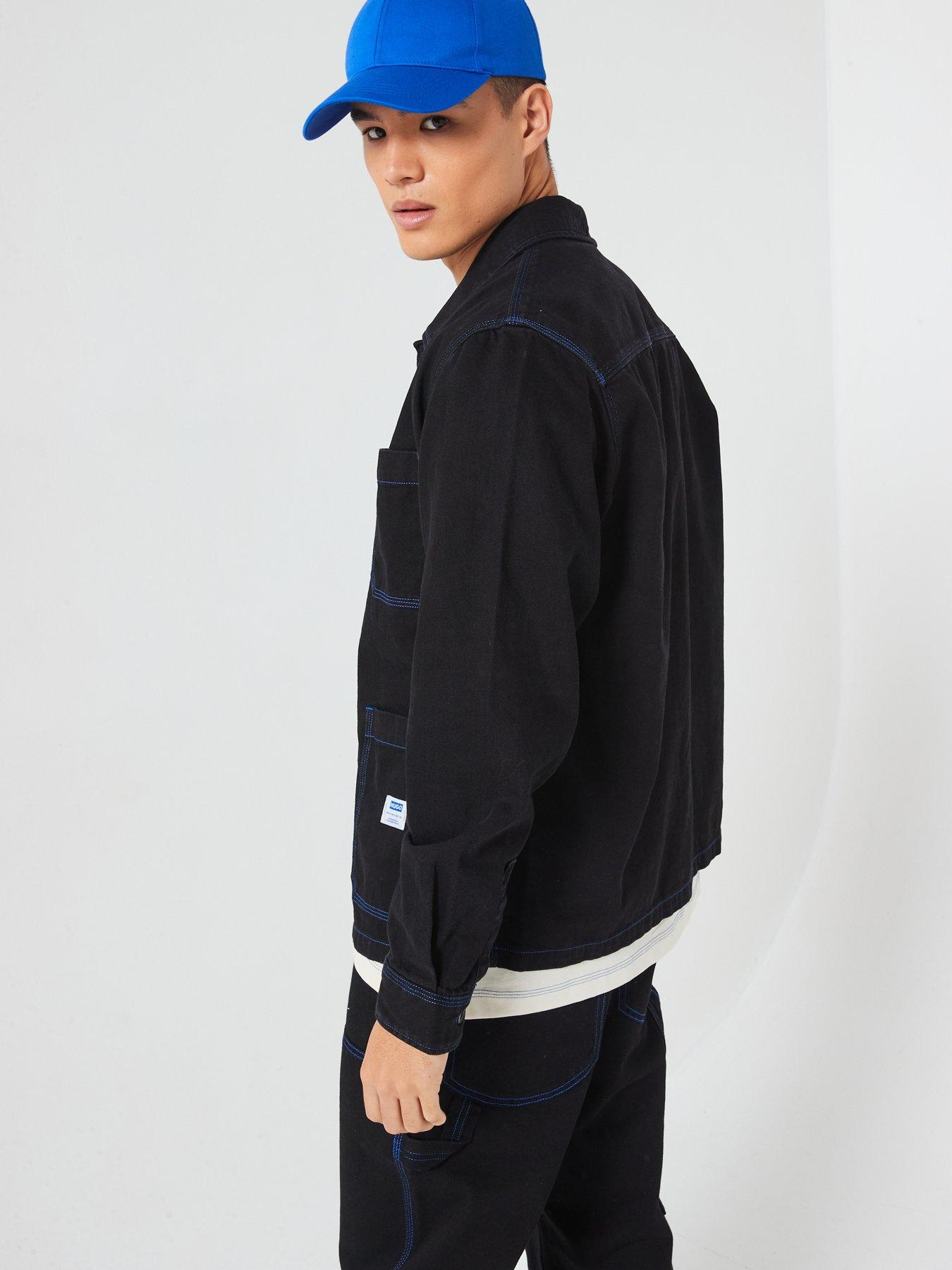 hugo-blue-esantos-contrast-stitch-utility-overshirt-blackstillFront