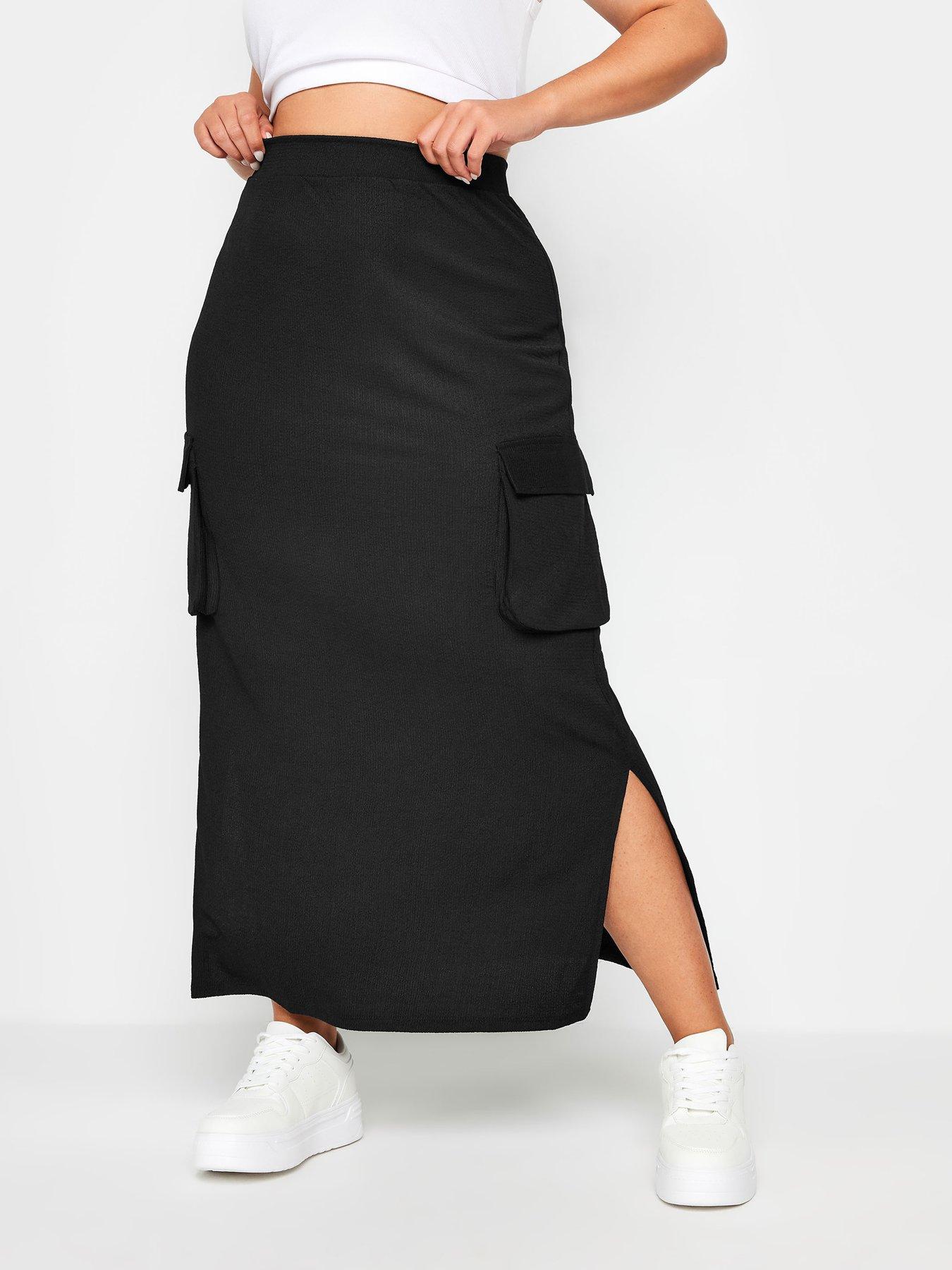 yours-textured-utility-maxi-skirt-black