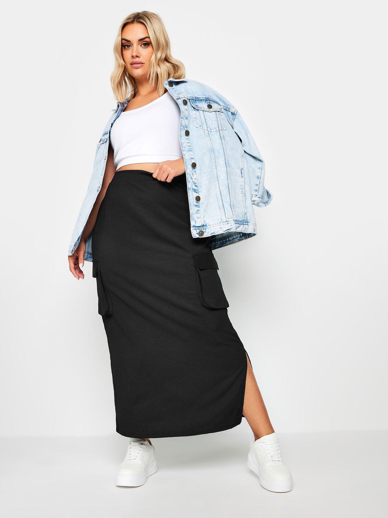 yours-textured-utility-maxi-skirt-blackback