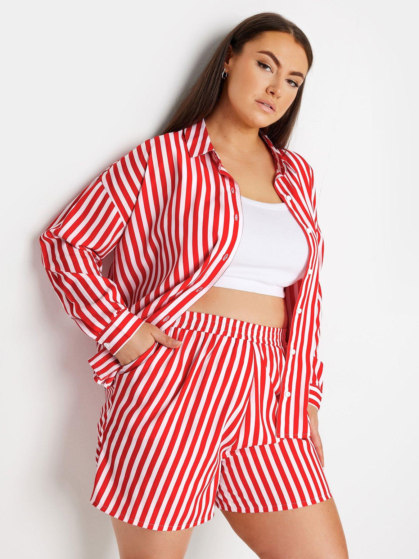 yours-stripe-co-ord-short-red