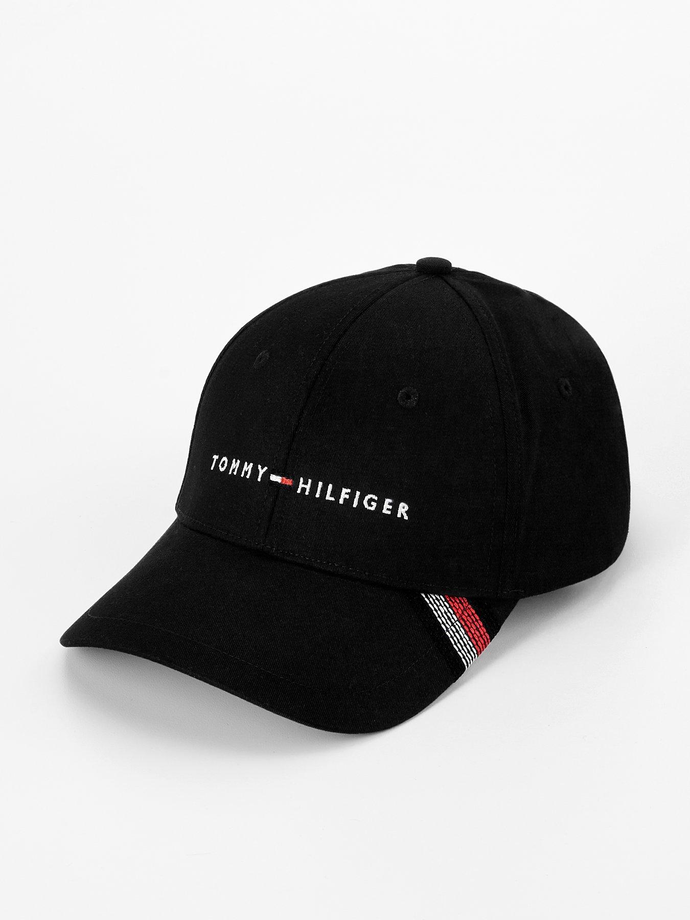 tommy-hilfiger-tommy-hilfiger-linear-logo-stripe-trim-baseball-cap-black