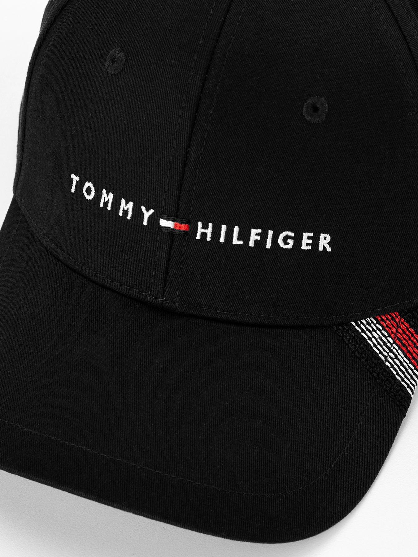 tommy-hilfiger-tommy-hilfiger-linear-logo-stripe-trim-baseball-cap-blackoutfit