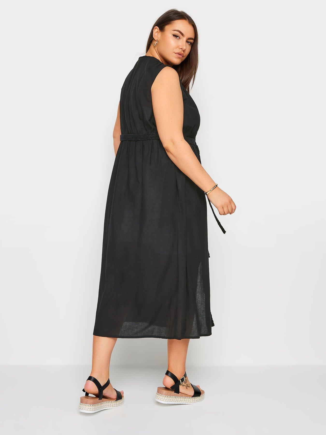 yours-plait-maxi-crinkle-coverup-blackstillFront