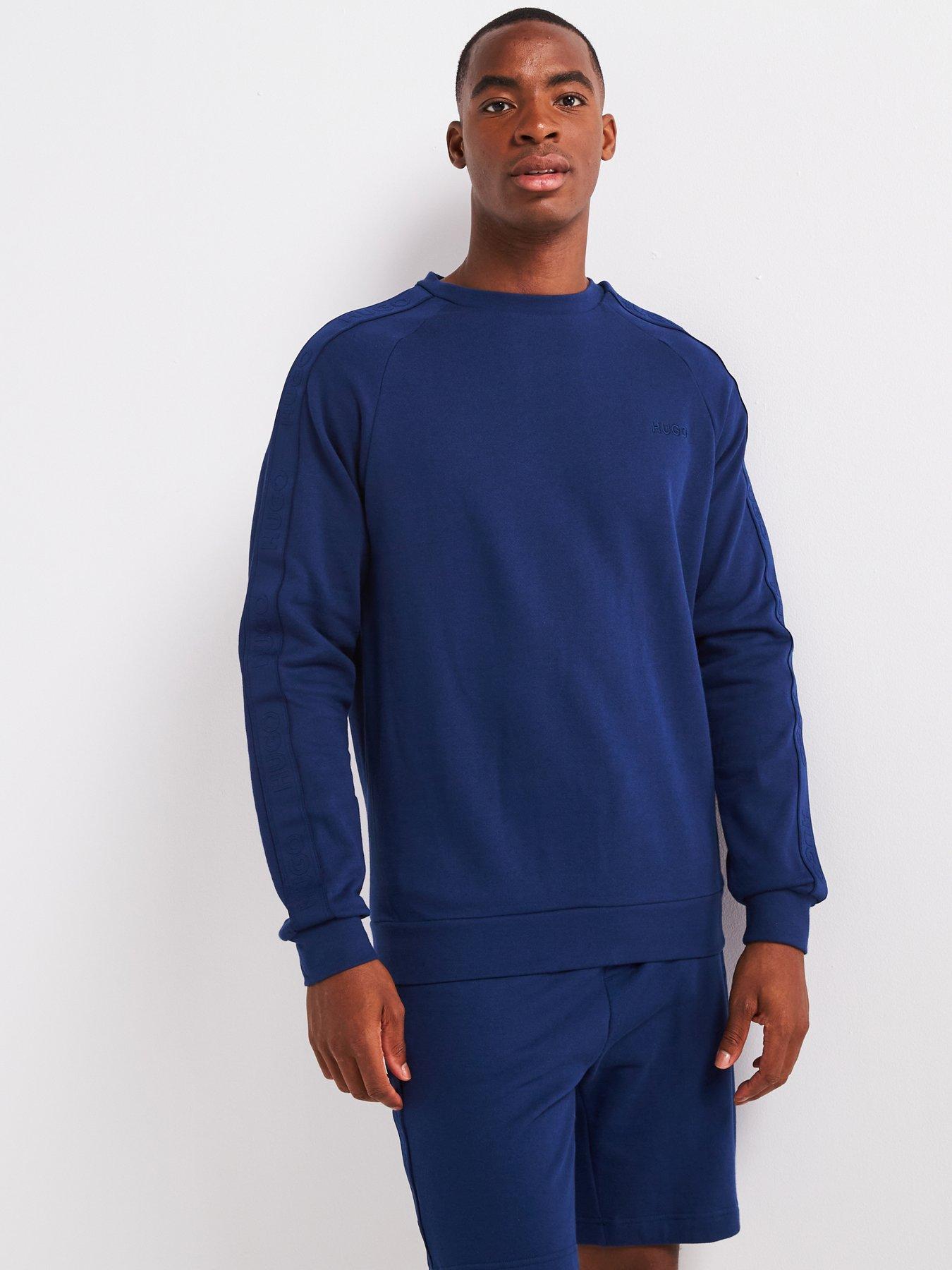 hugo-hugo-tonal-logo-loungewear-crew-sweat-dark-bluefront