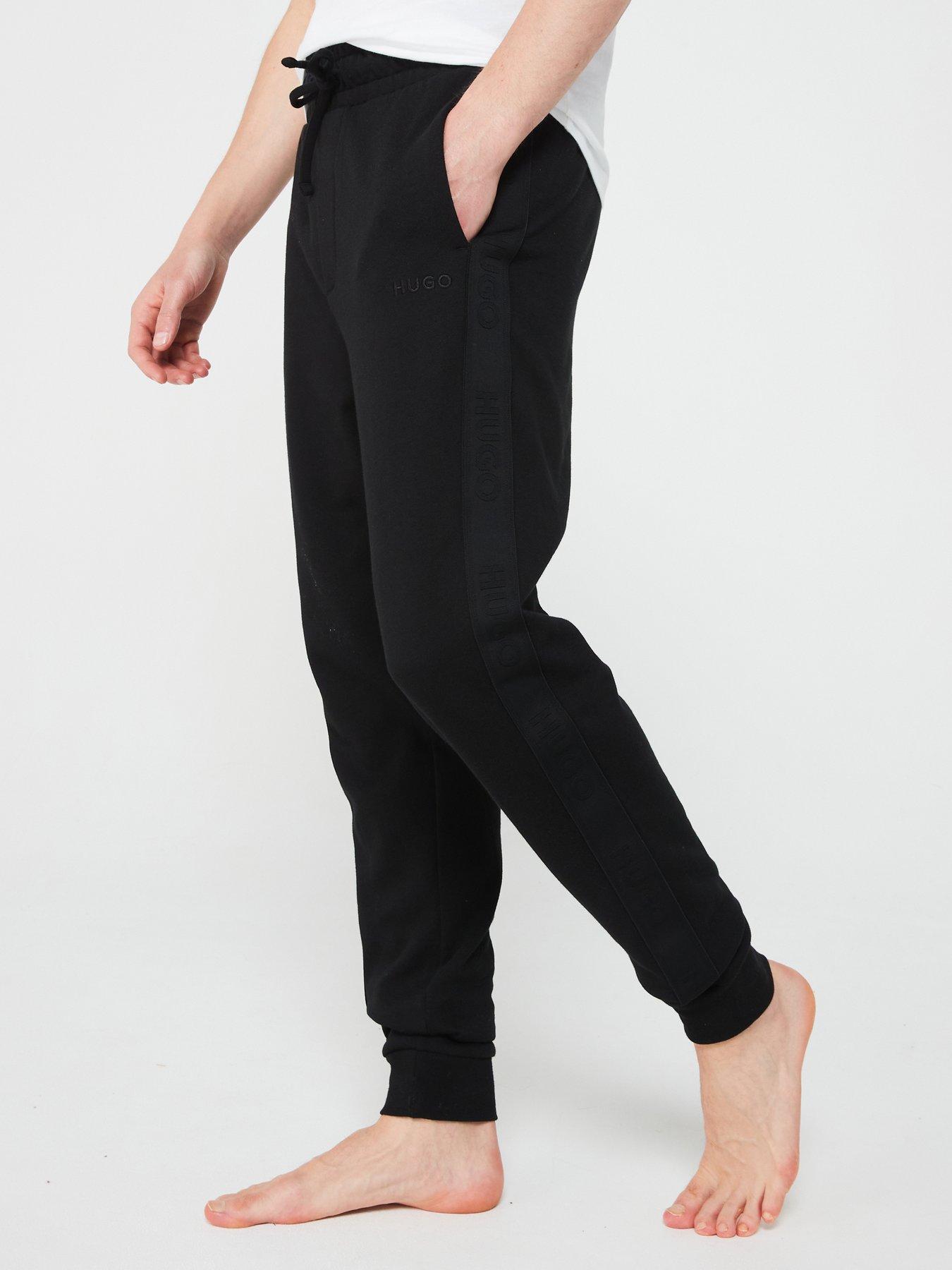 hugo-hugo-tonal-logo-cuff-loungewear-pants-greyfront